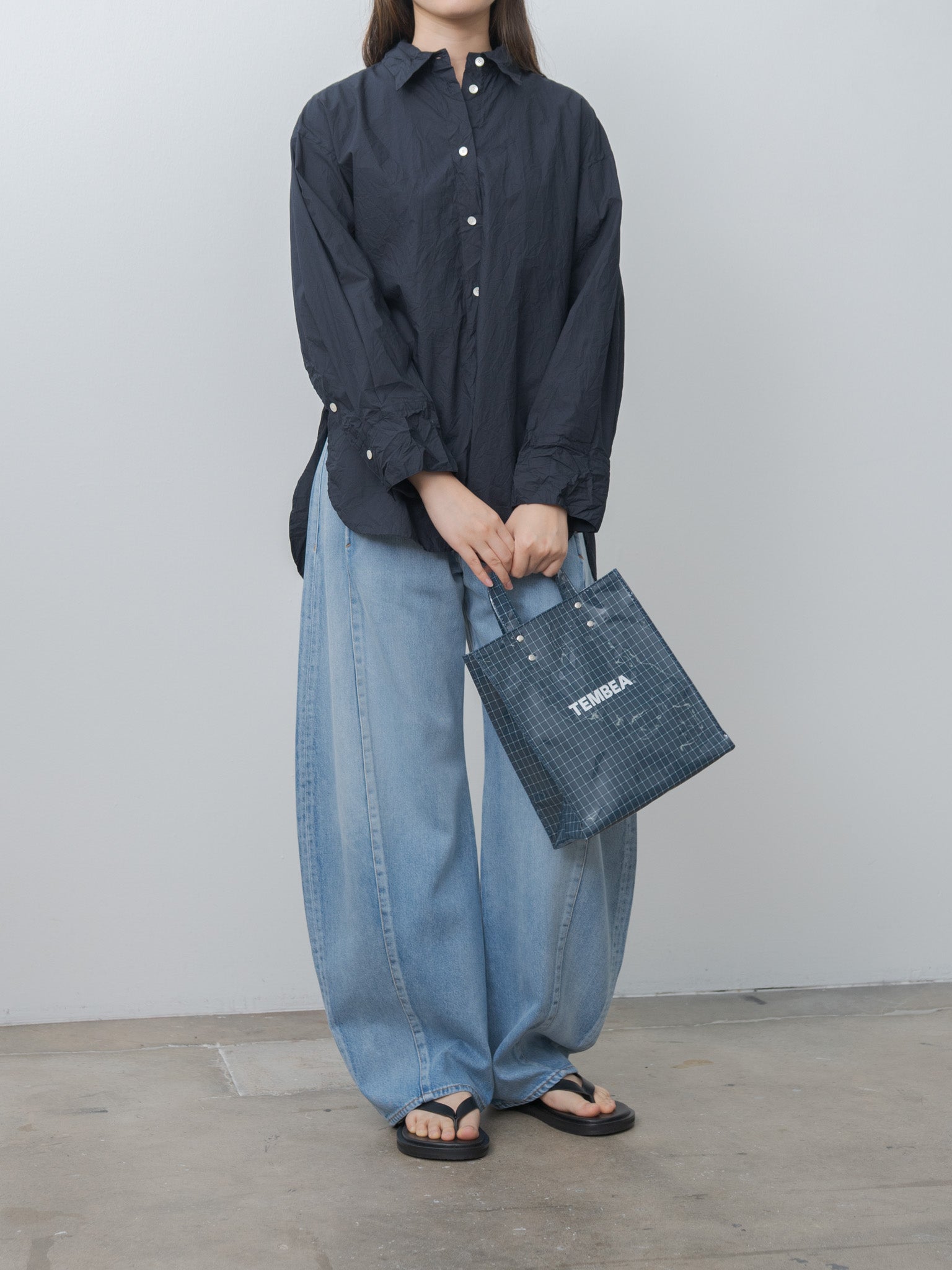 Namu Shop - Tembea Paper Tote Small - Check Blue