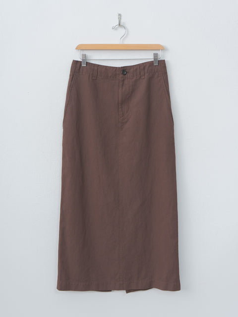 Namu Shop - Unfil Cotton & Linen Garment Dyeing Maxi Skirt - Chocolate Brown