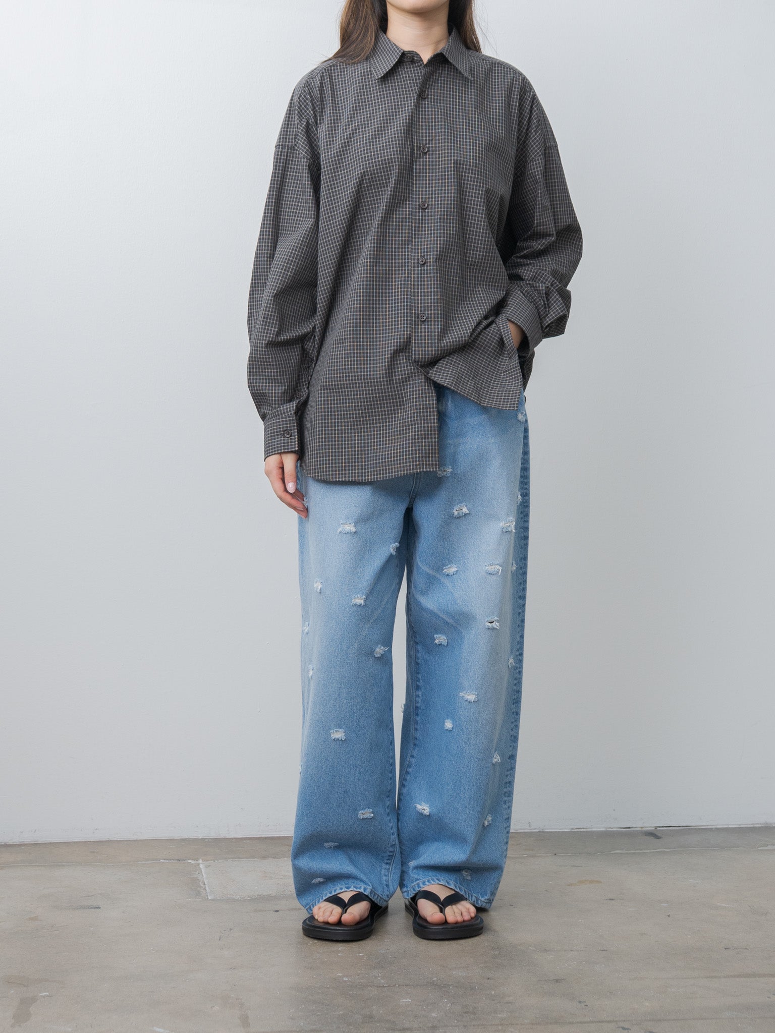 Namu Shop - Inscrire Dot Hole Denim Pants - Blue Used