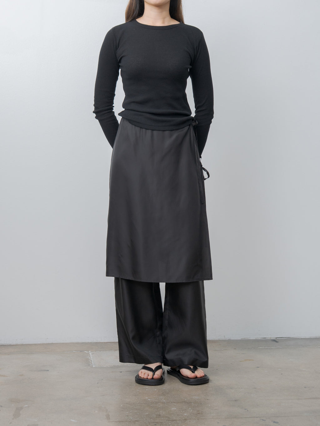 Namu Shop - Inscrire Cupro Layered Pants - Black