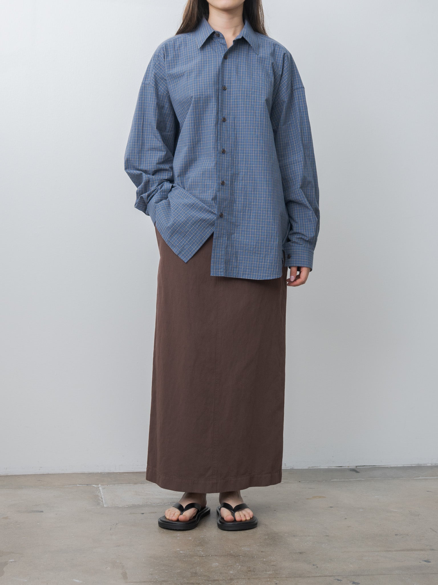 Namu Shop - Unfil Cotton & Linen Garment Dyeing Maxi Skirt - Chocolate Brown