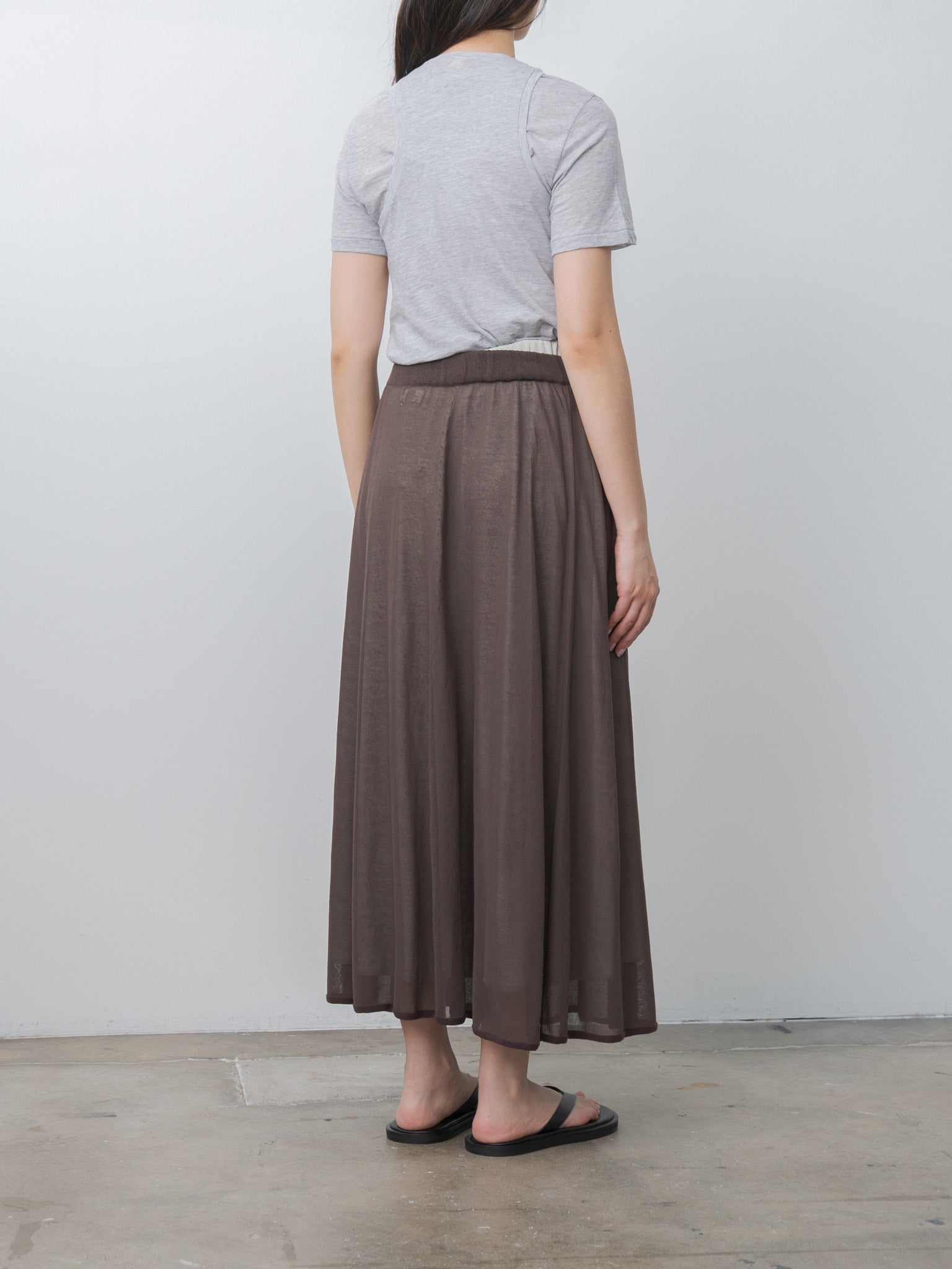 Namu Shop - Unfil Fine Slub Yarn Layered Top - Light Gray