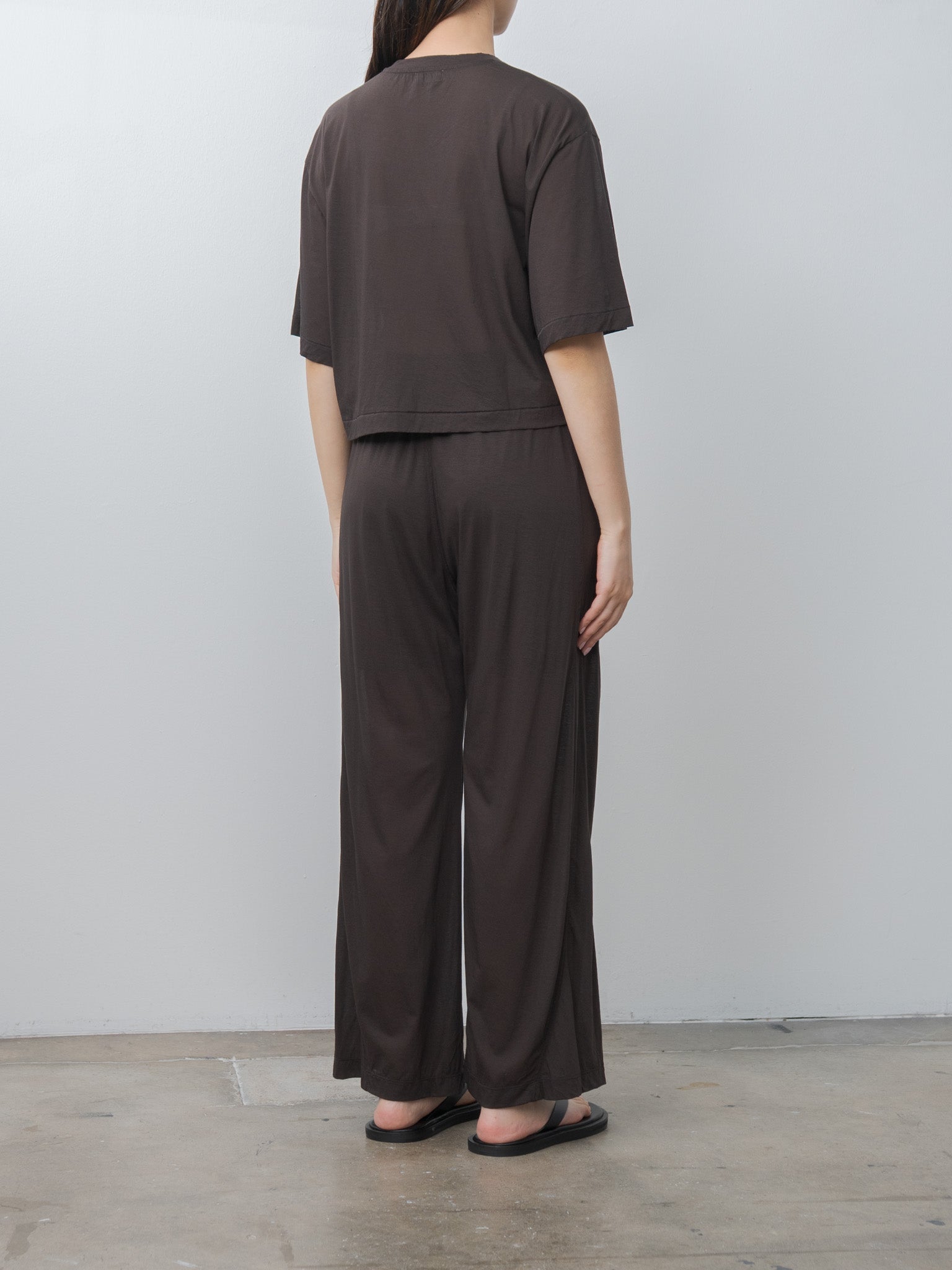 Namu Shop - Unfil Twisted Cotton Sheer Jersey Cropped Tee - Dark Brown