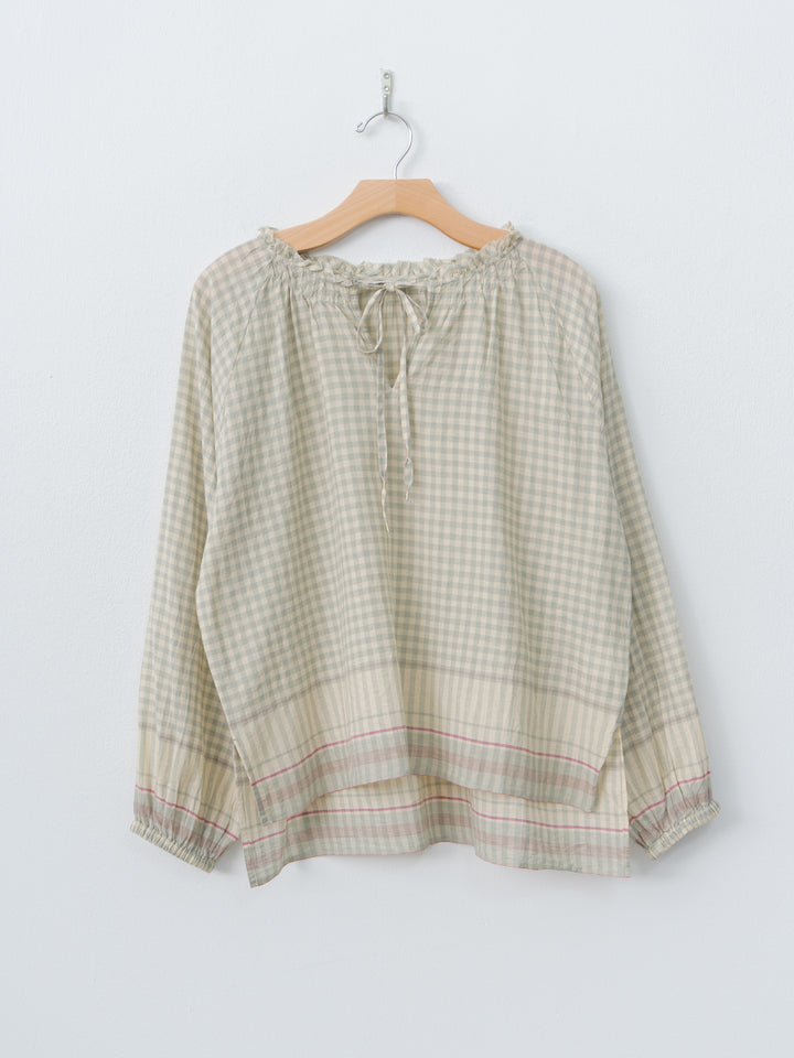 Gingham Check India Khadi Cotton Shirt - Khaki