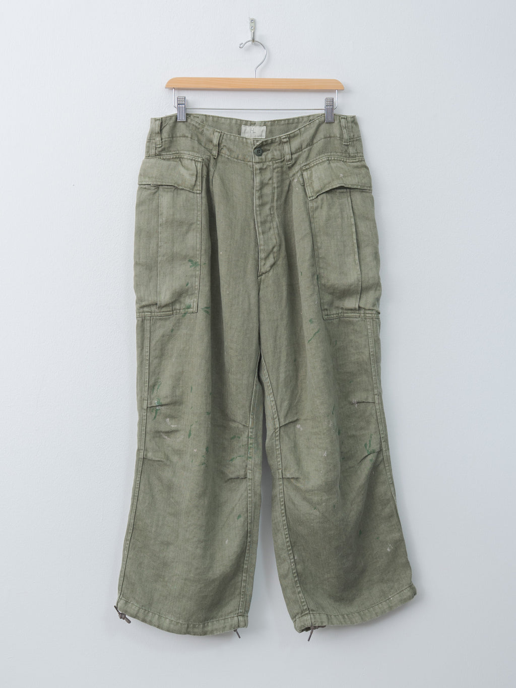 HBT Linen Cargo Pants - Olive Drab