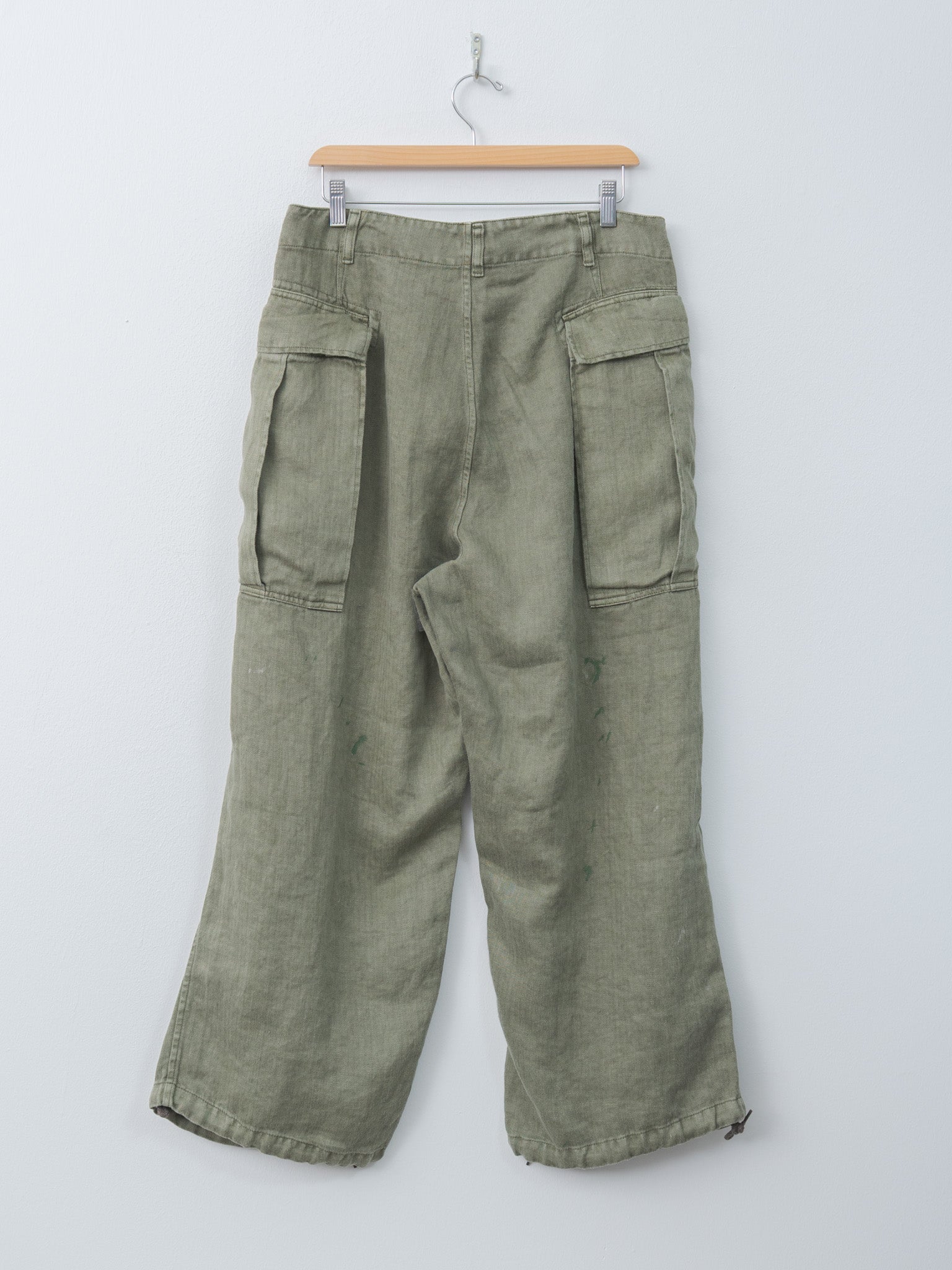 HBT Linen Cargo Pants - Olive Drab