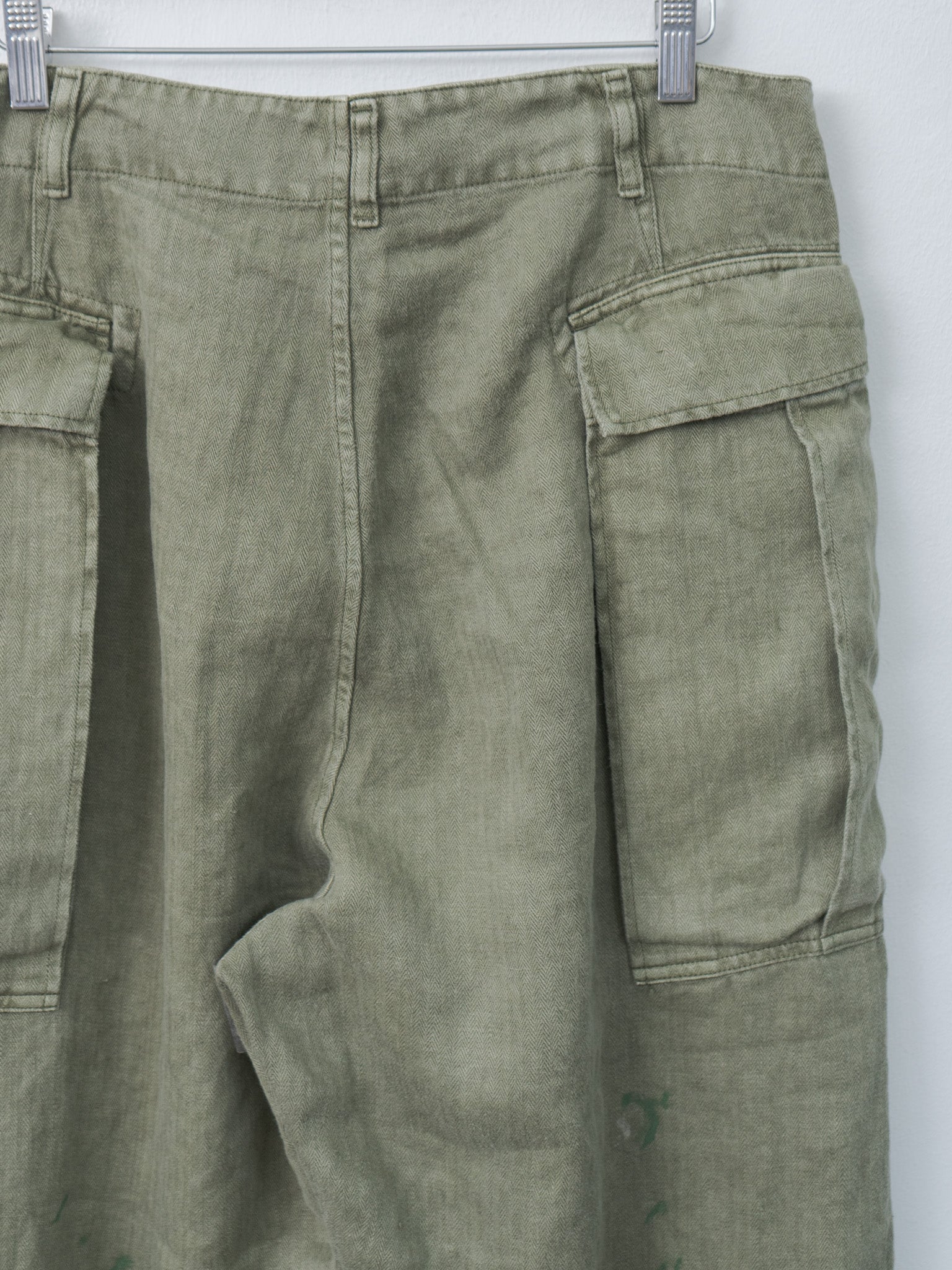 HBT Linen Cargo Pants - Olive Drab