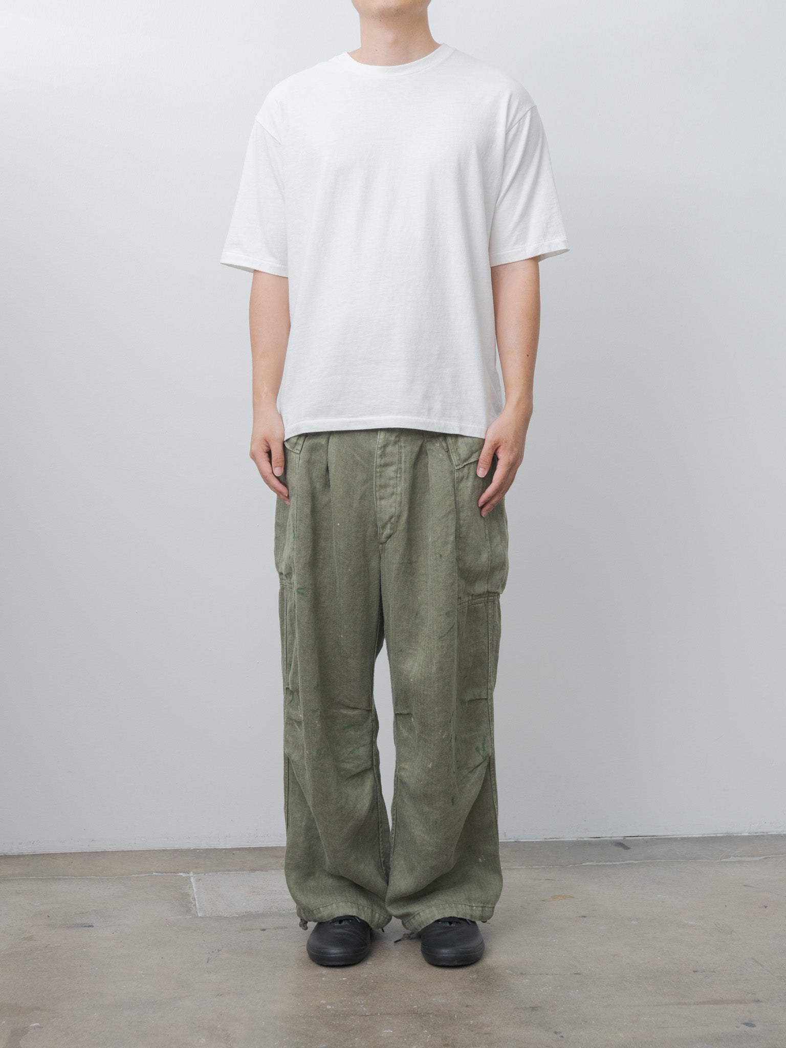 HBT Linen Cargo Pants - Olive Drab