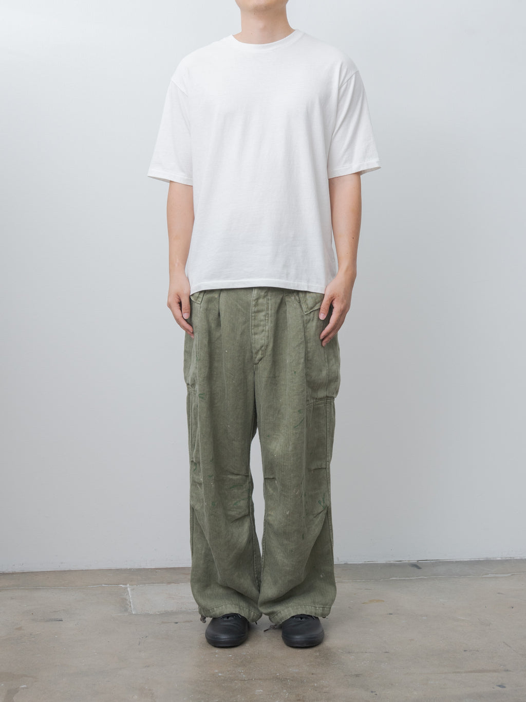 HBT Linen Cargo Pants - Olive Drab