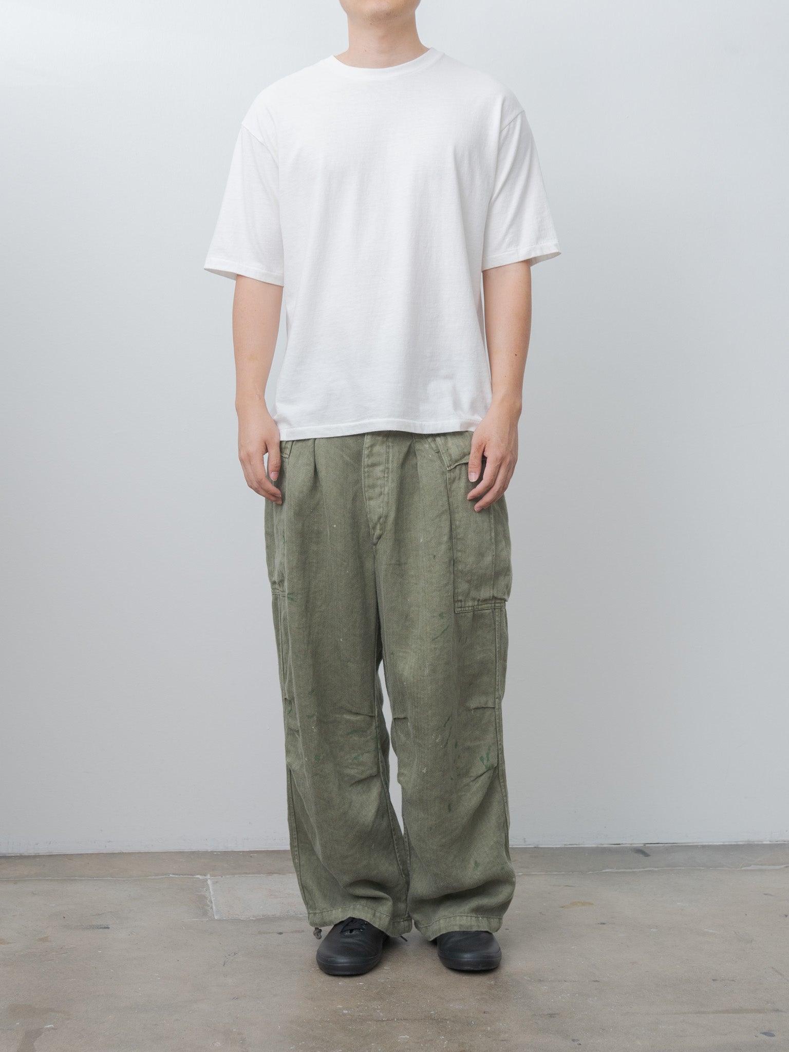HBT Linen Cargo Pants - Olive Drab