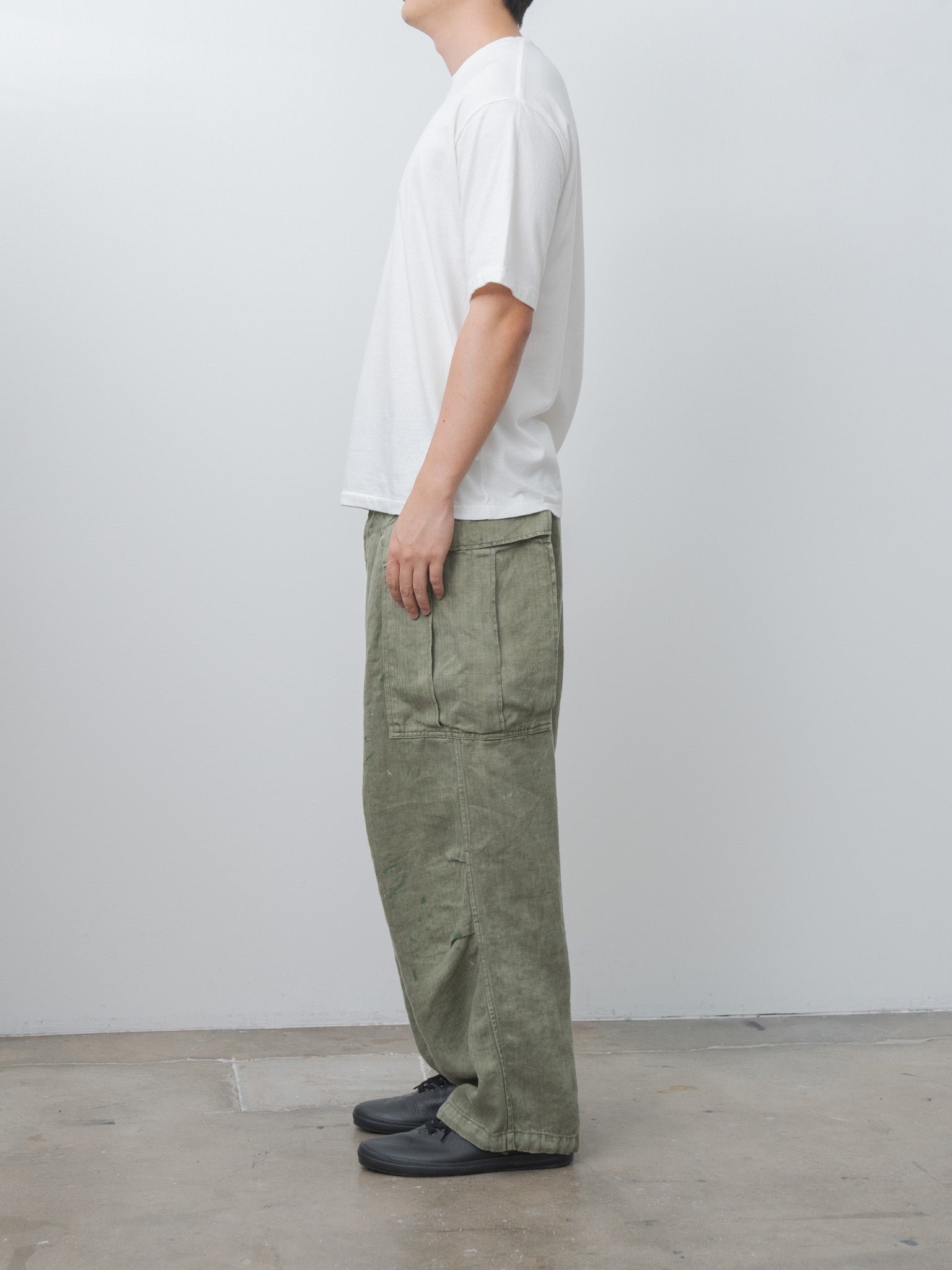 HBT Linen Cargo Pants - Olive Drab