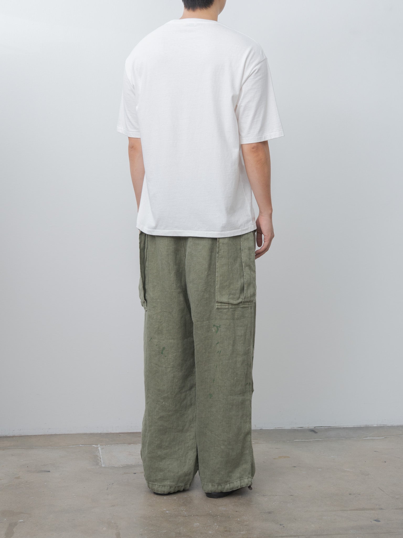 HBT Linen Cargo Pants - Olive Drab