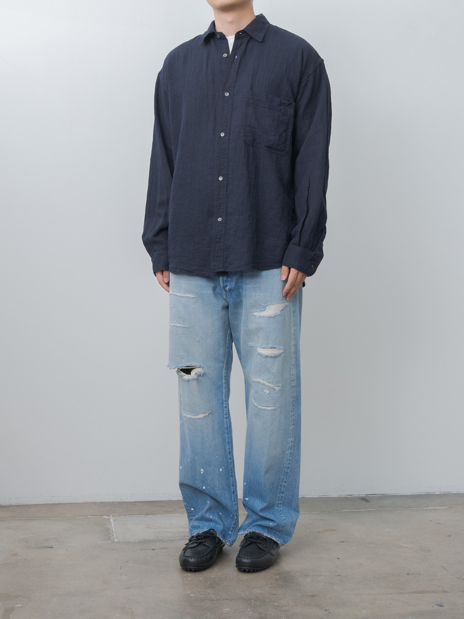 Linen Work Shirt - Navy