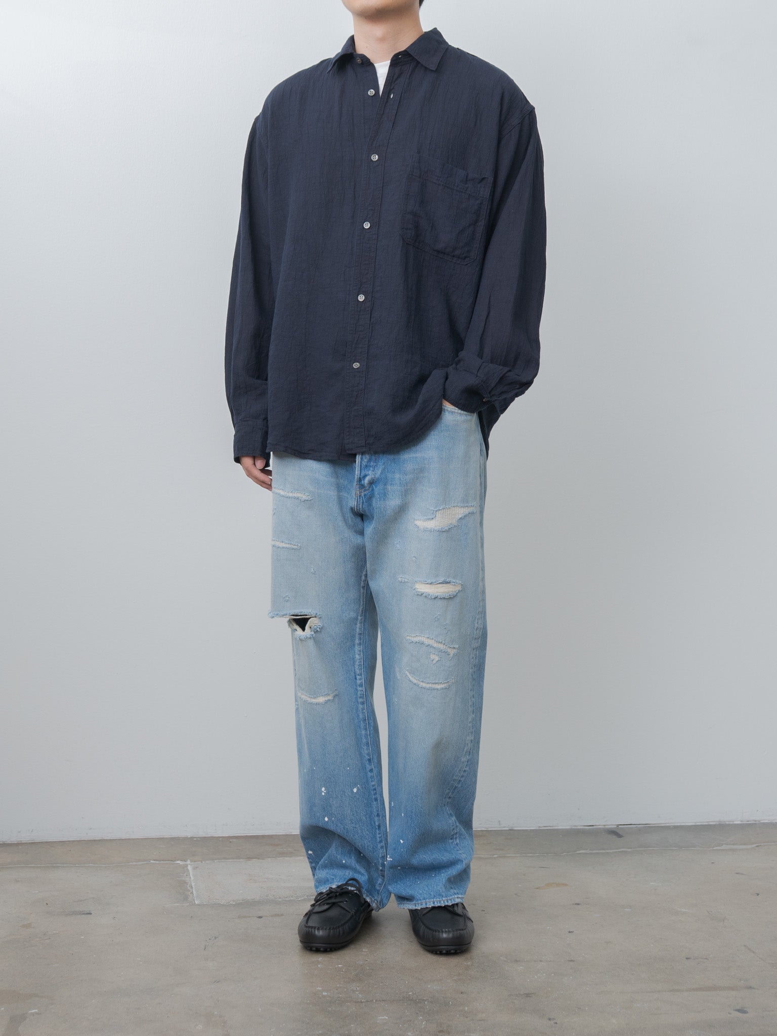 Linen Work Shirt - Navy