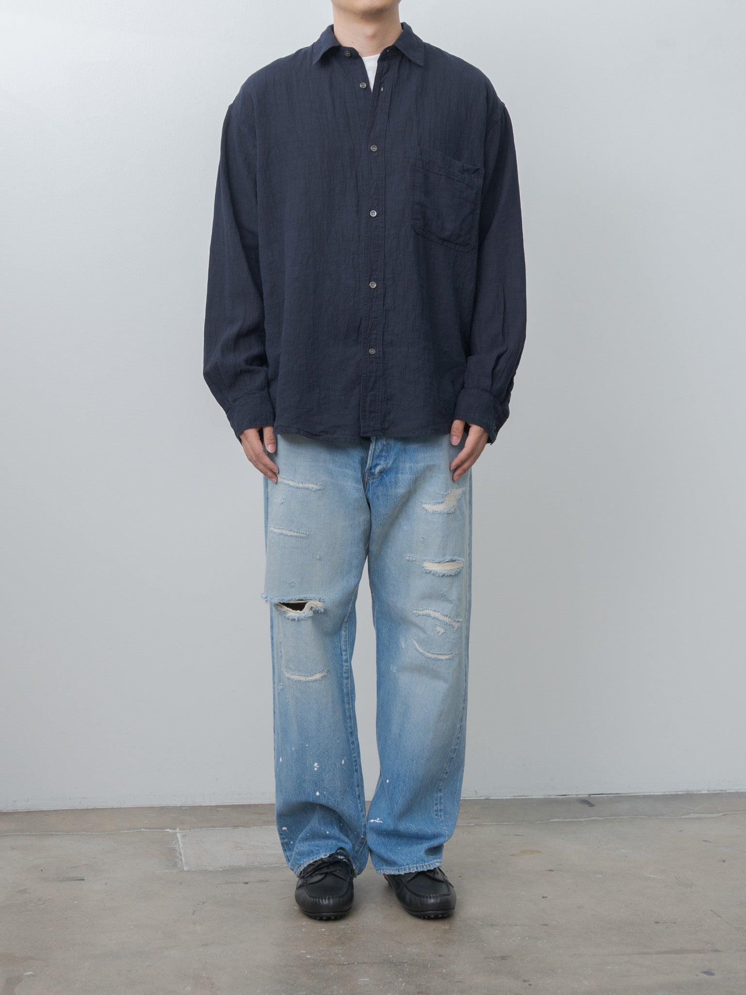 Linen Work Shirt - Navy