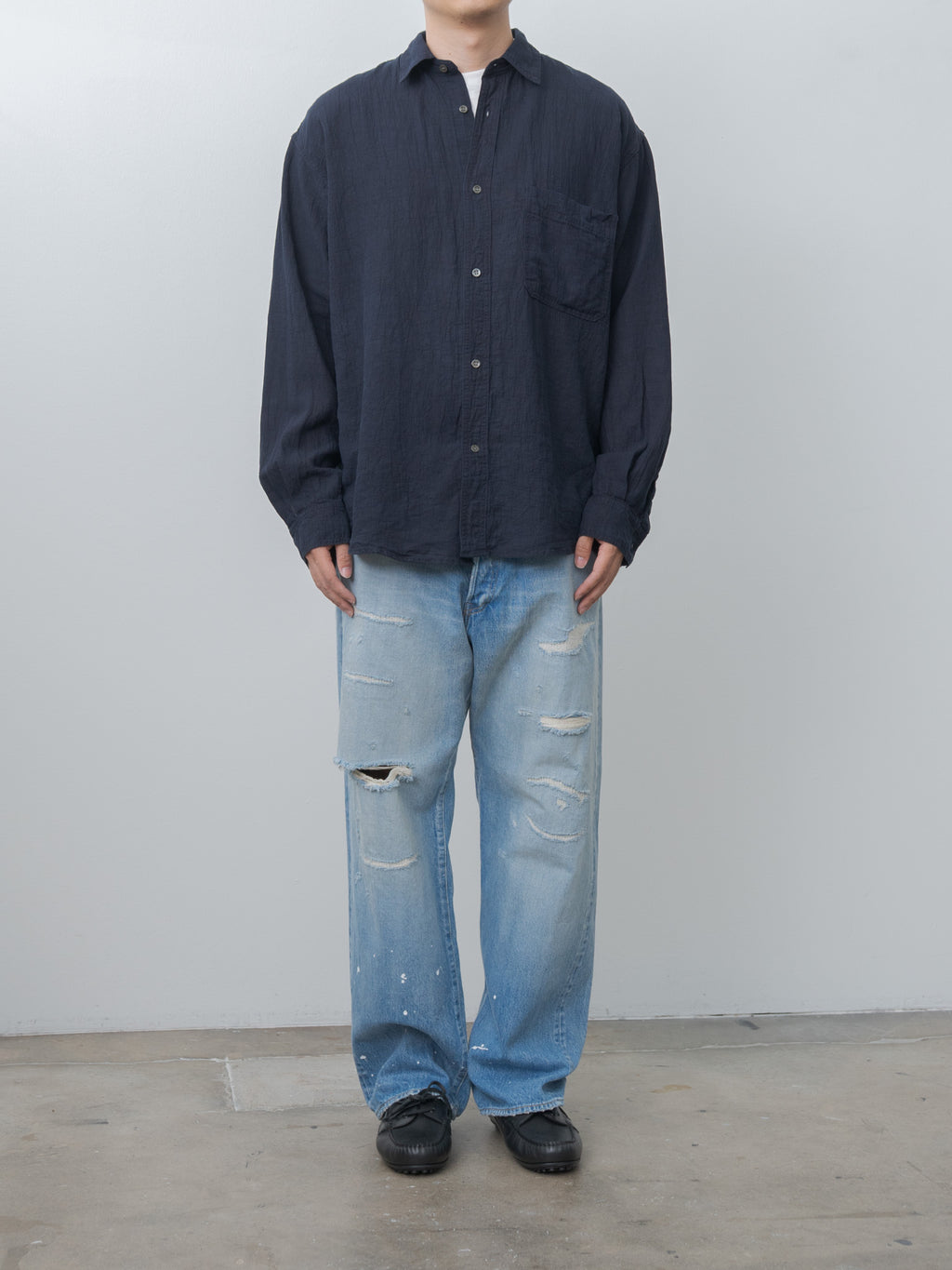 Linen Work Shirt - Navy