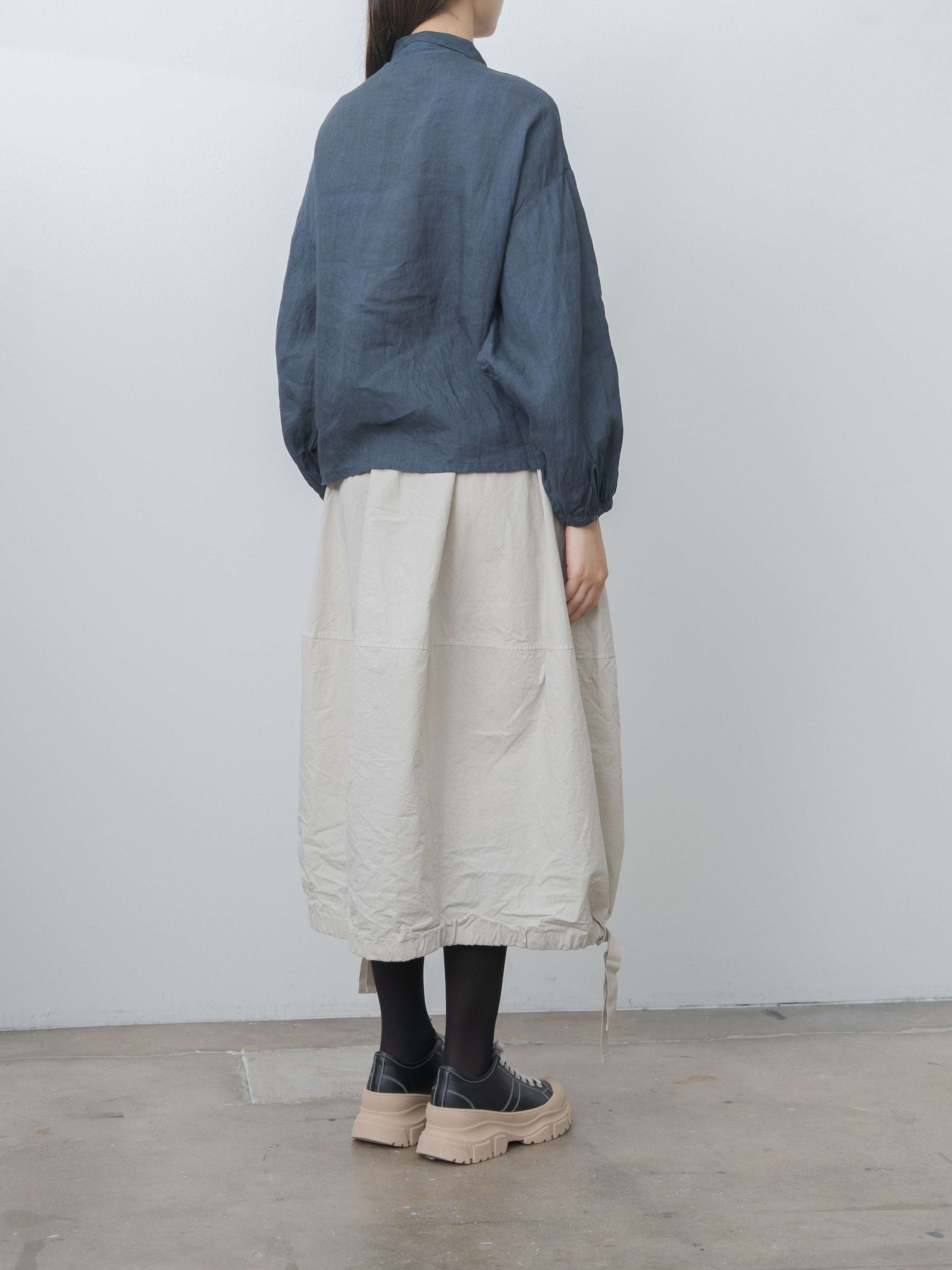 Sumi Dyed Linen Shirt Jacket - Gray Blue