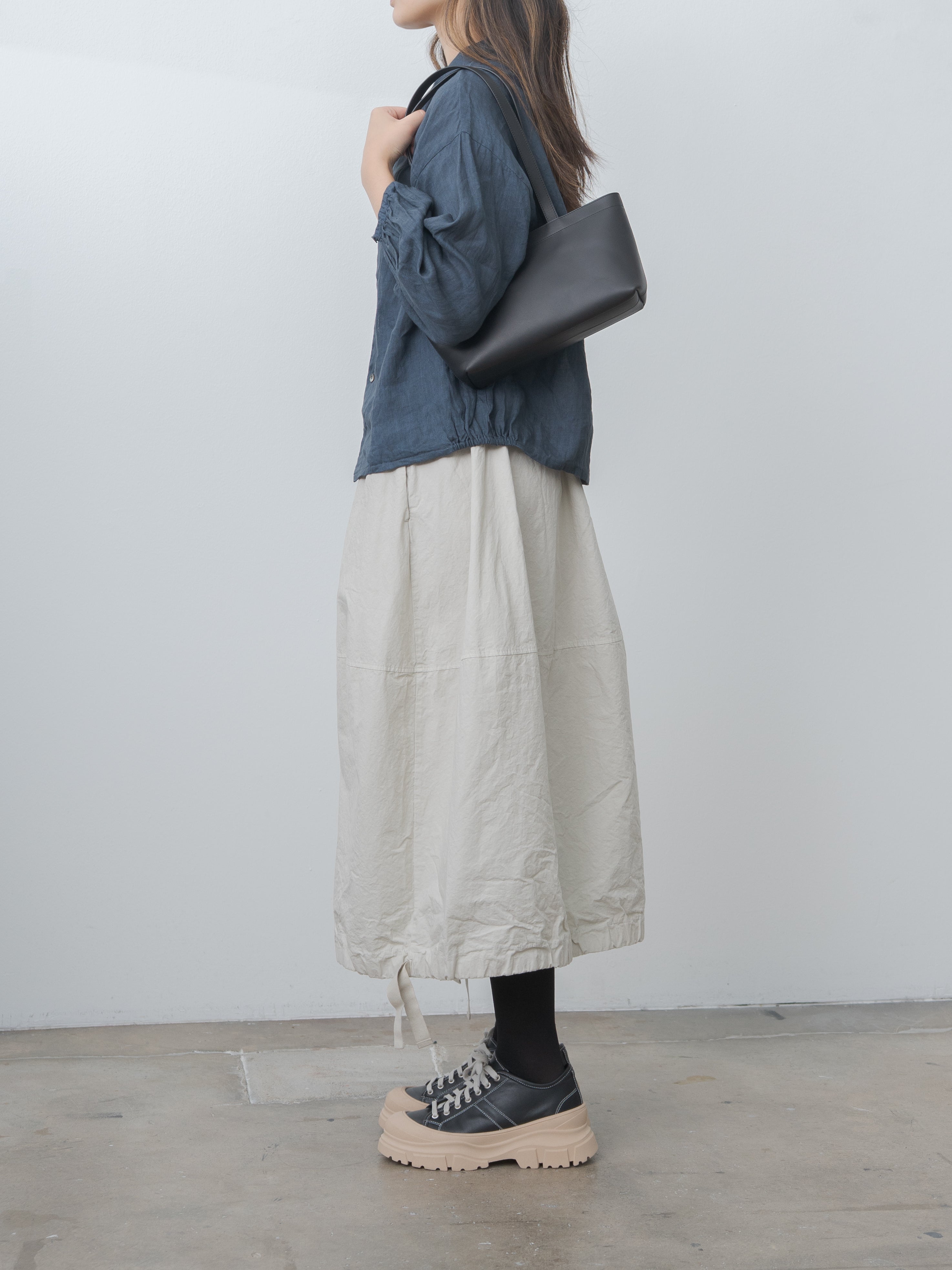 Sumi Dyed Linen Shirt Jacket - Gray Blue