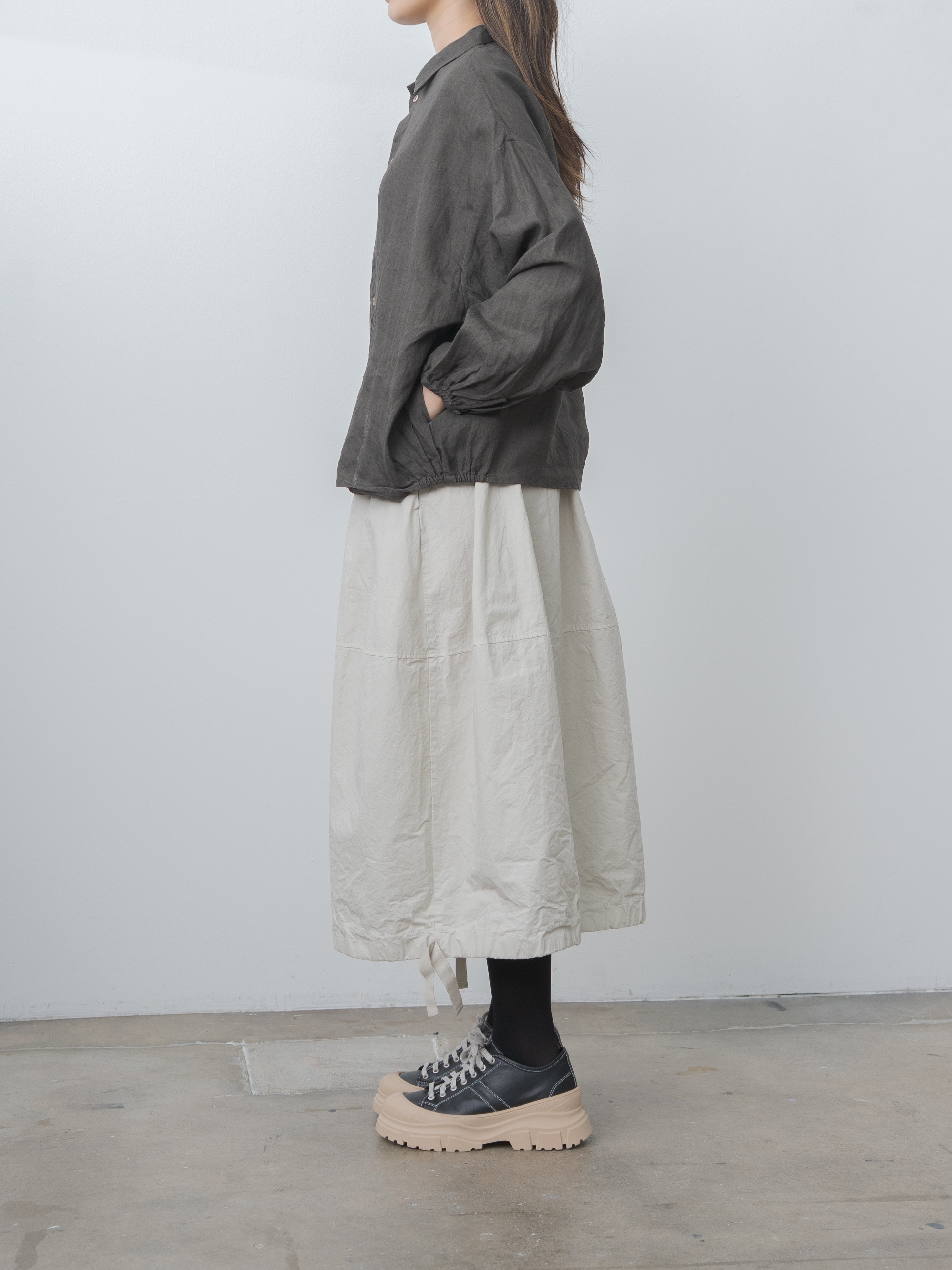 Sumi Dyed Linen Shirt Jacket - Brown