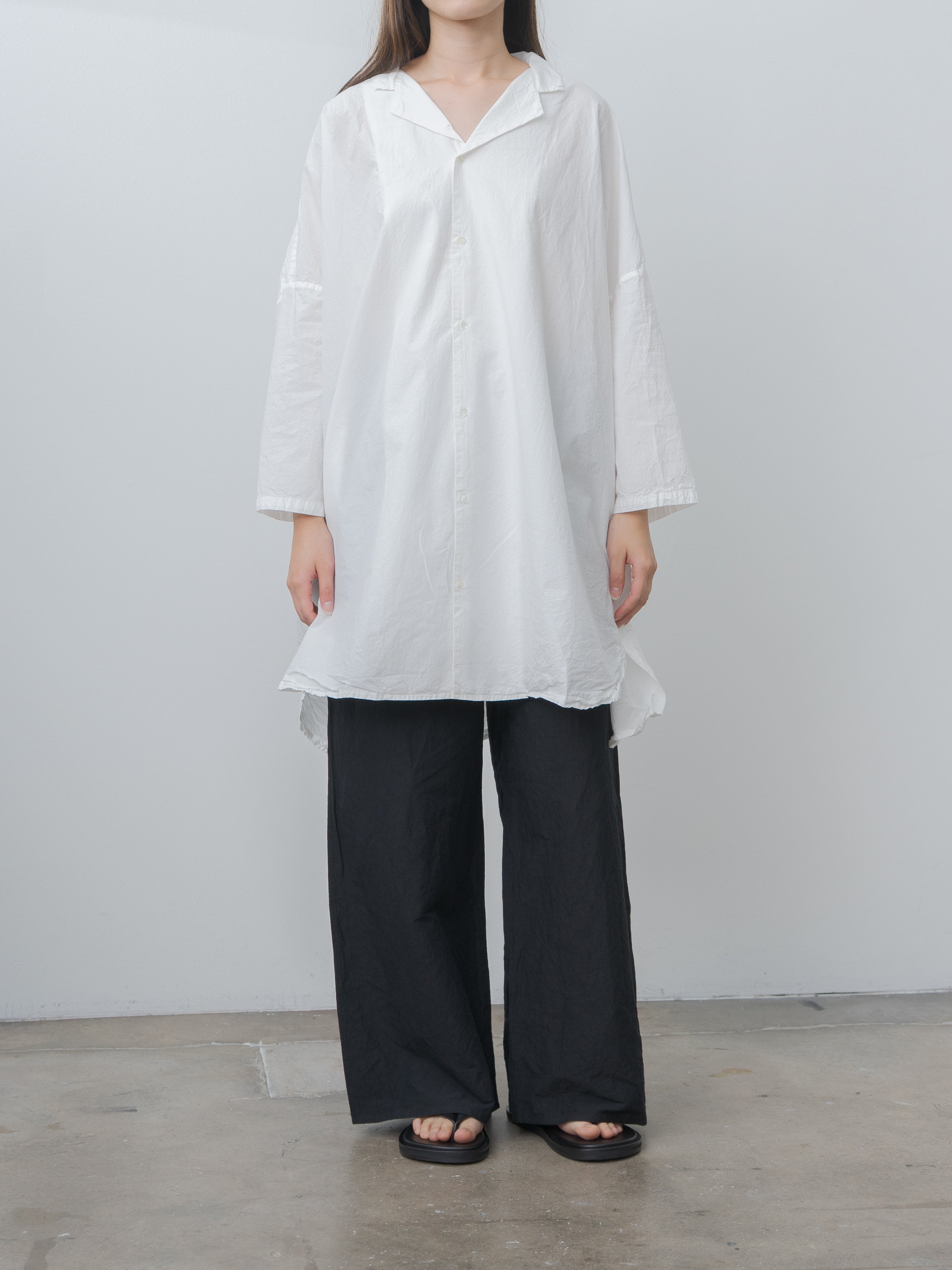 Shrink Open Collar Shirt - White