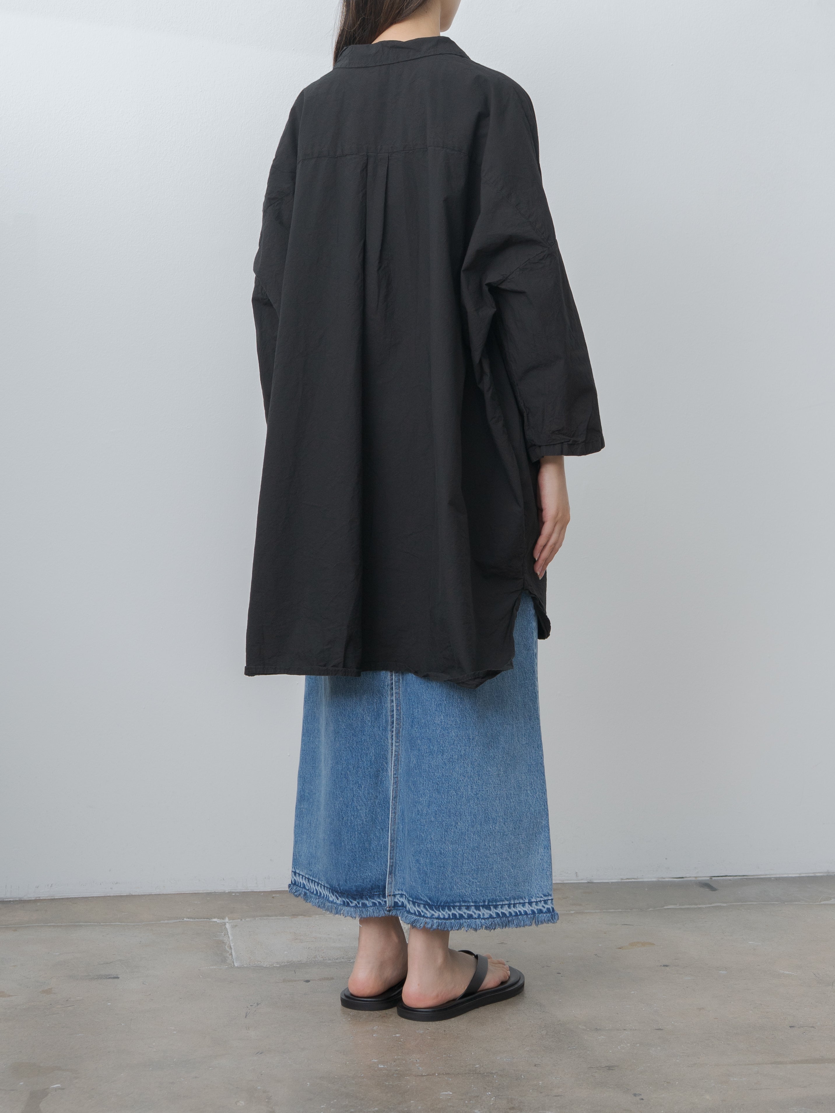 Shrink Open Collar Shirt - Black