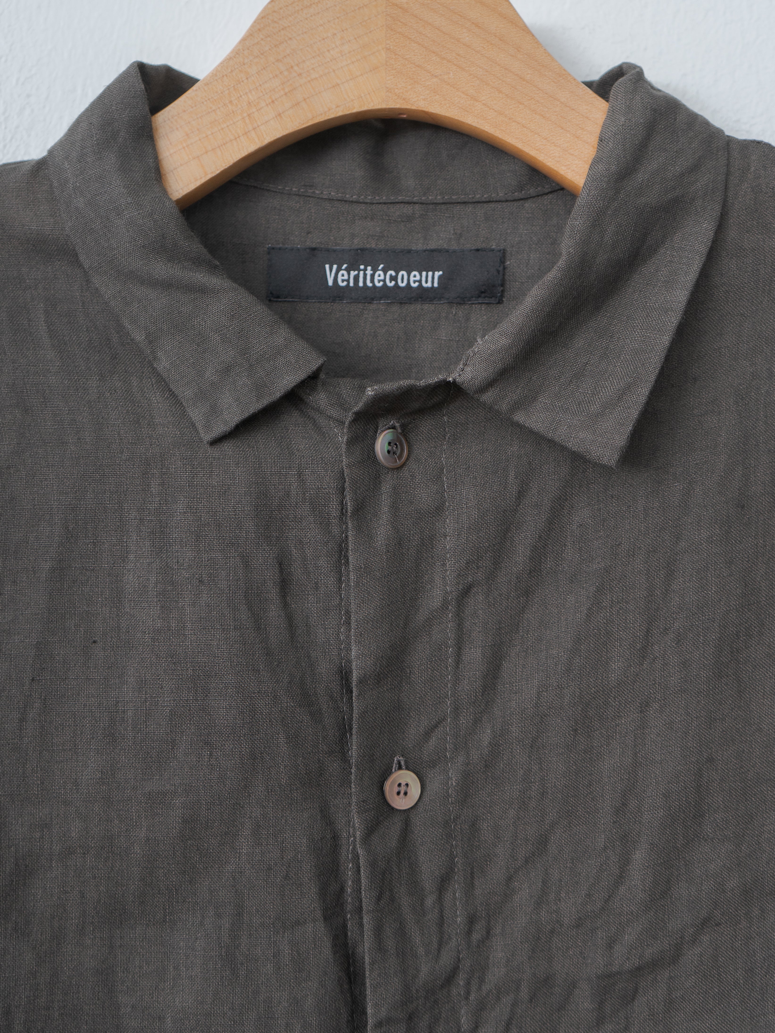 Sumi Dyed Linen Shirt Jacket - Brown