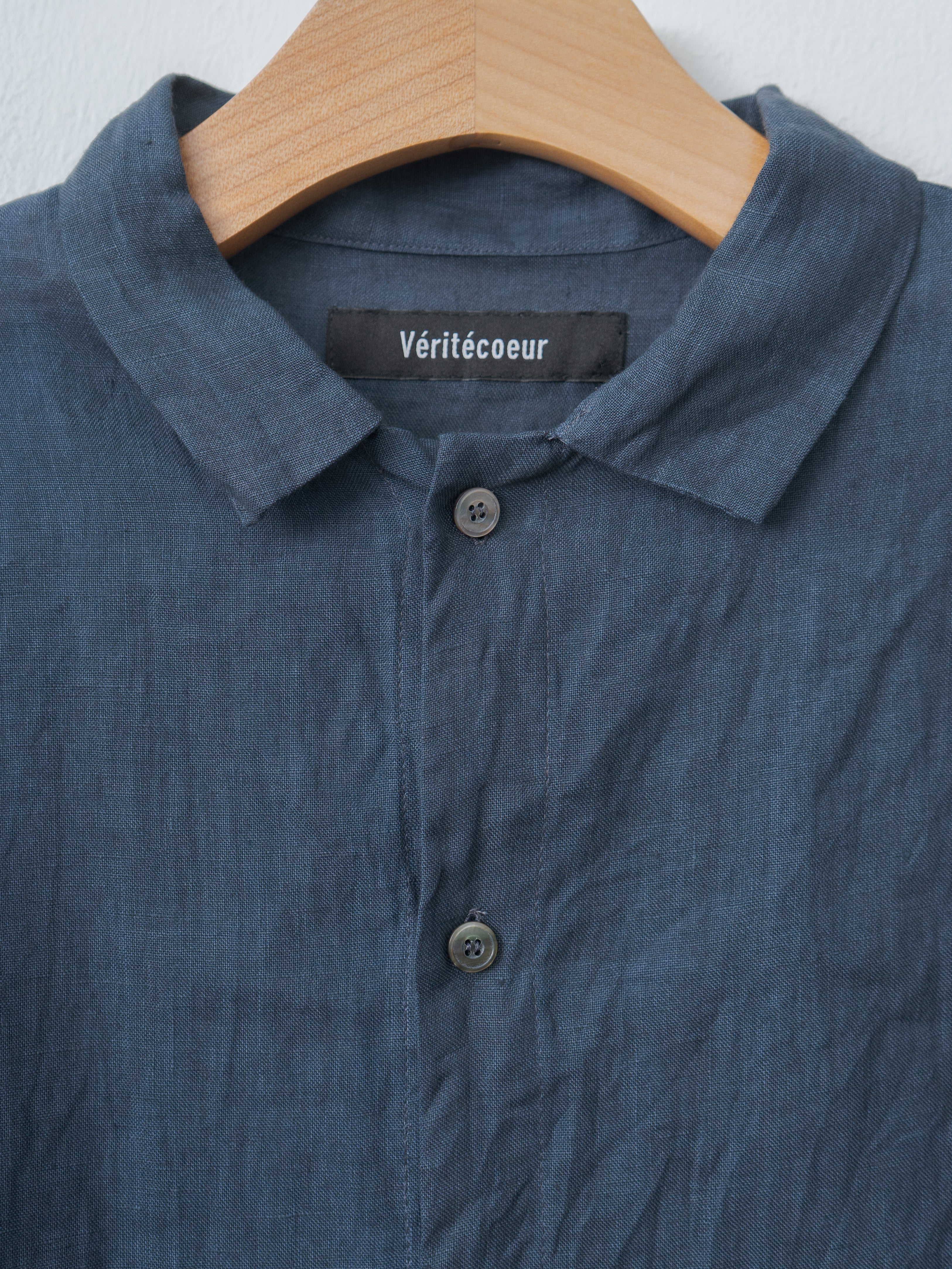 Sumi Dyed Linen Shirt Jacket - Gray Blue