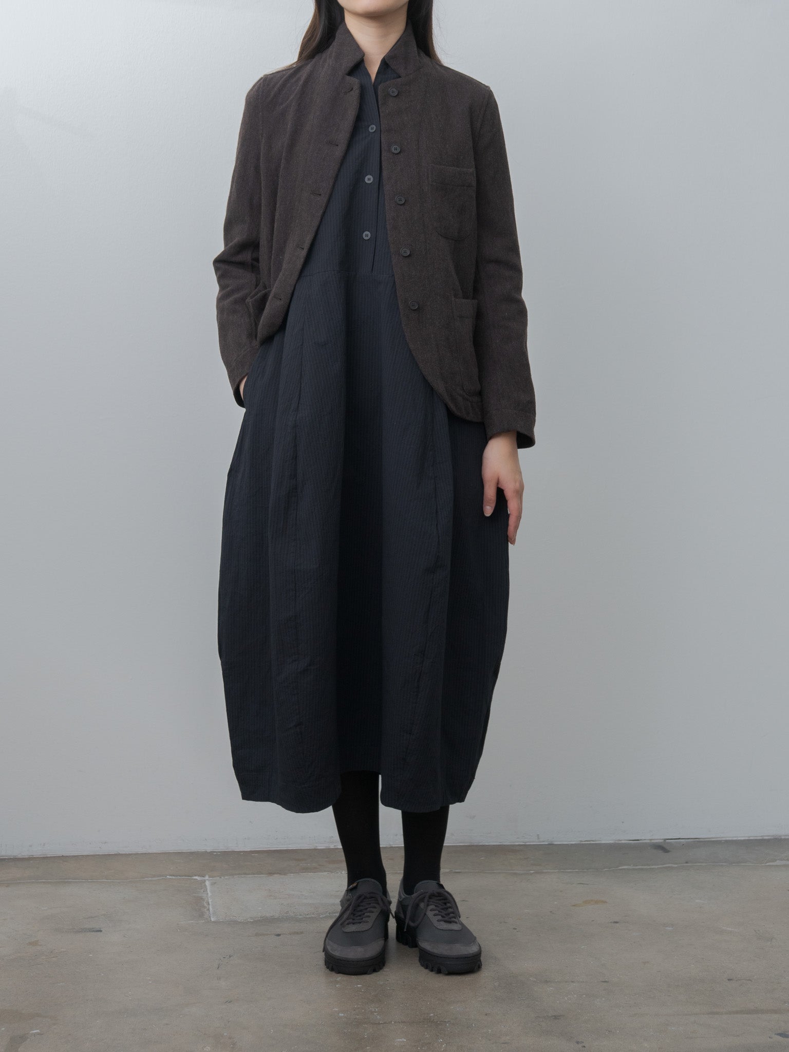 Letty Dress - Black Navy Stripe