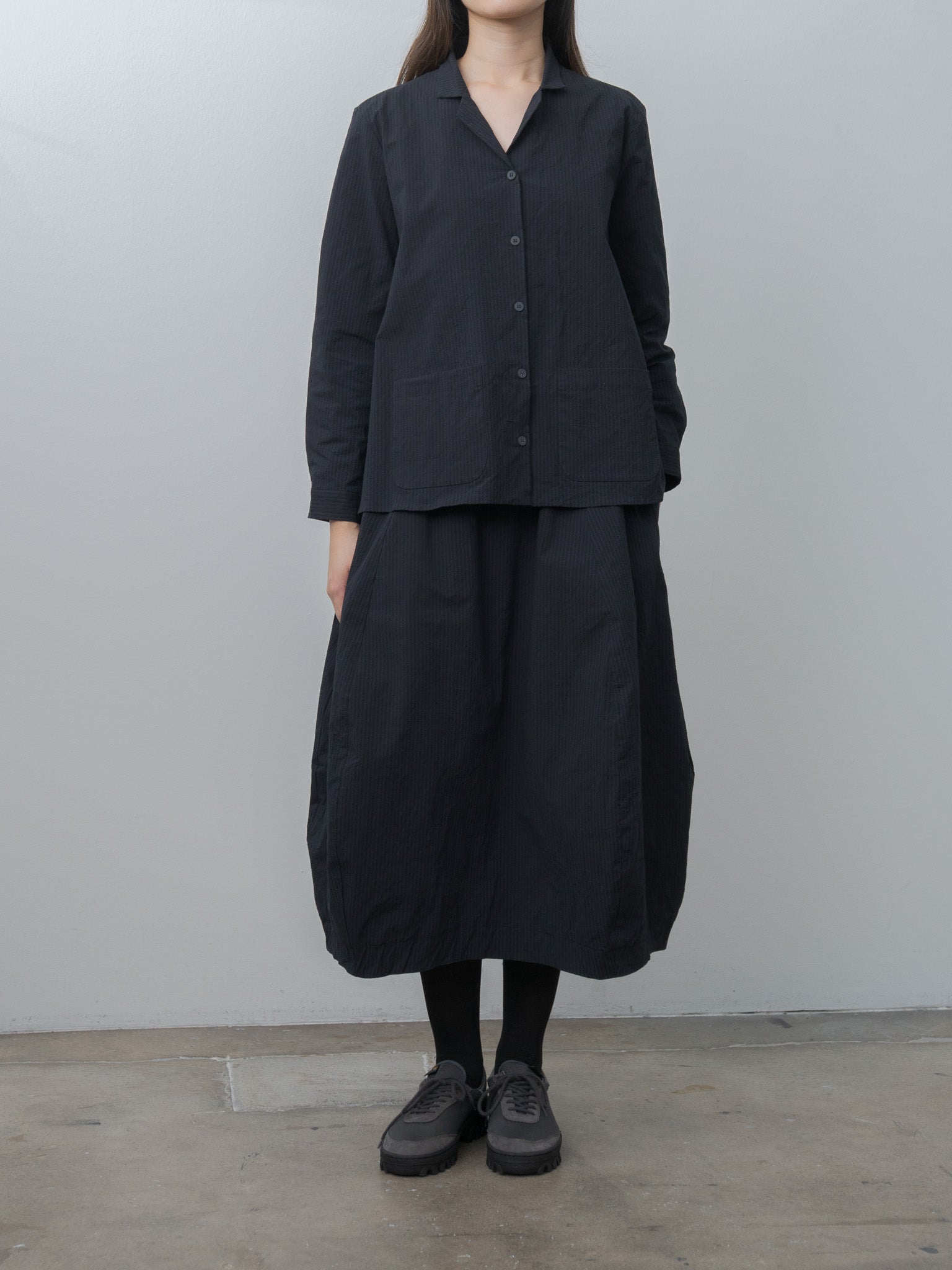 Carla Skirt - Black Navy Stripe
