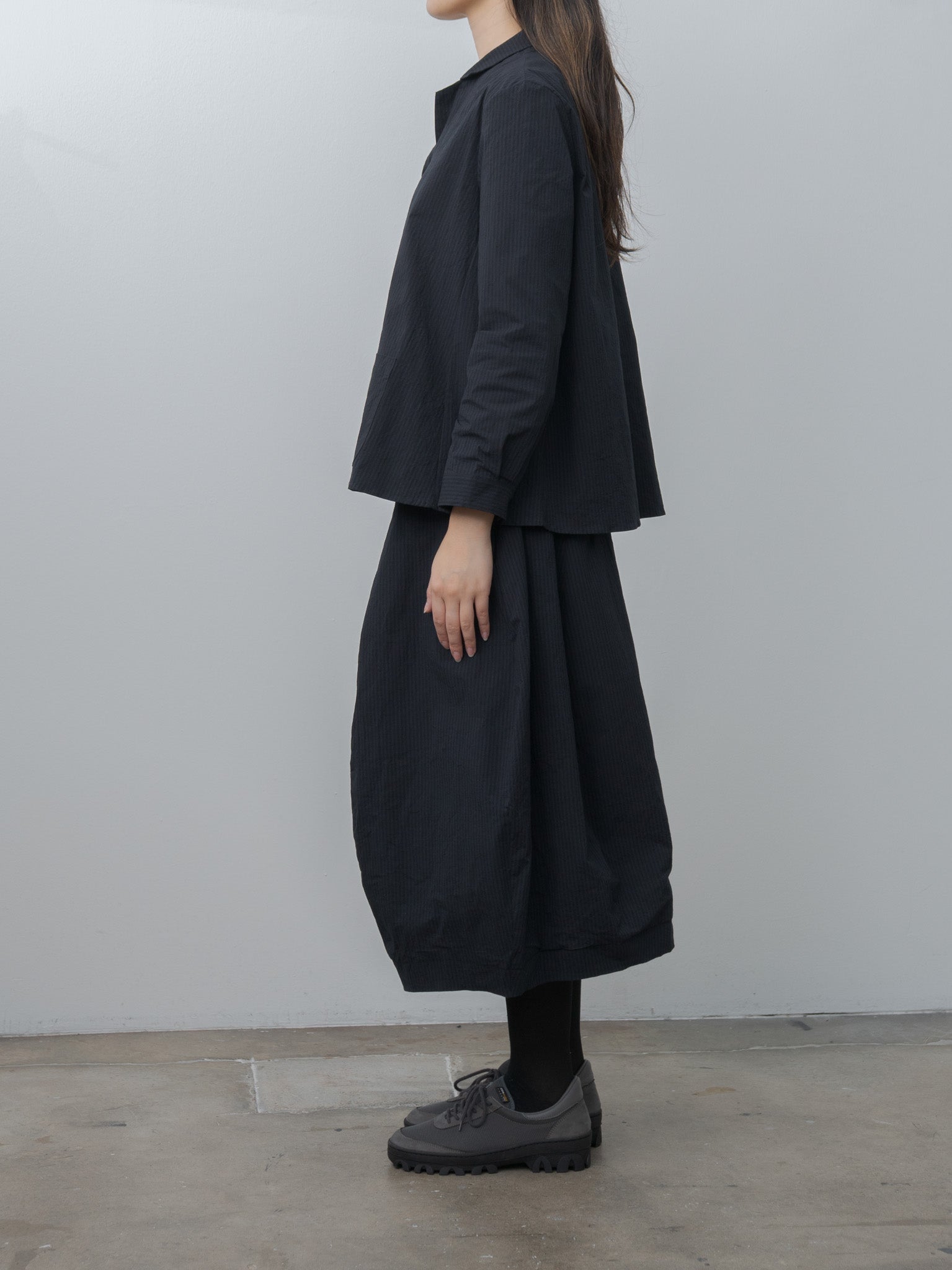 Carla Skirt - Black Navy Stripe