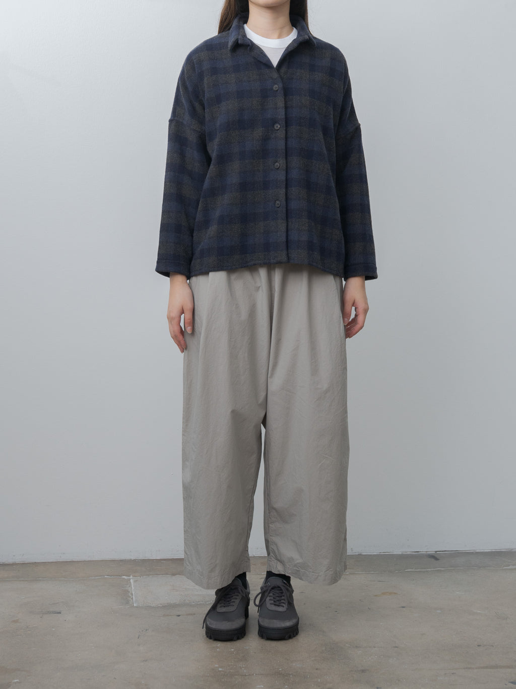 Tina Shirt - Carbon Check Wool Cash