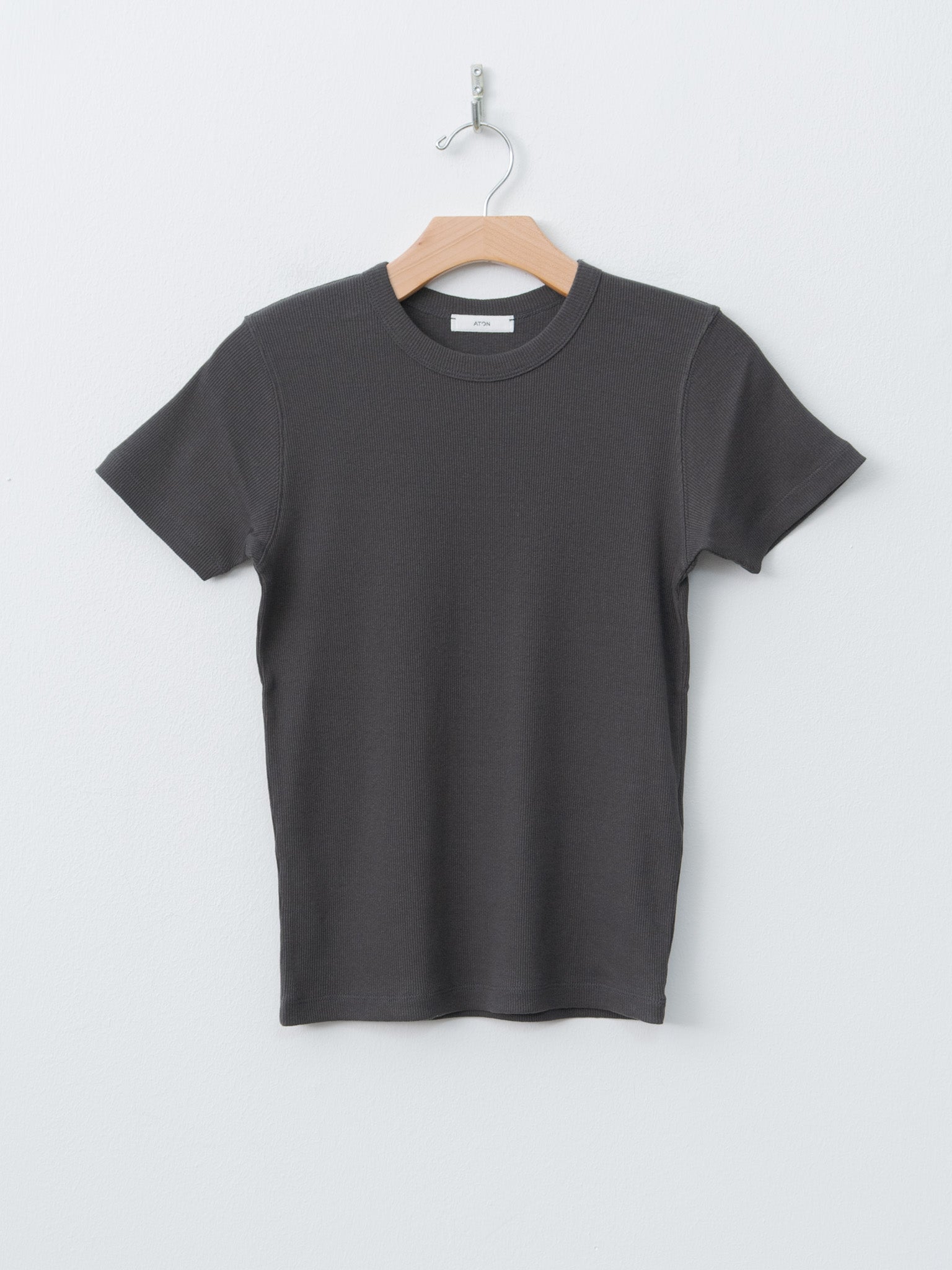 Namu Shop - Aton Recycle Suvin Rib Fit T-Shirt - Charcoal Gray
