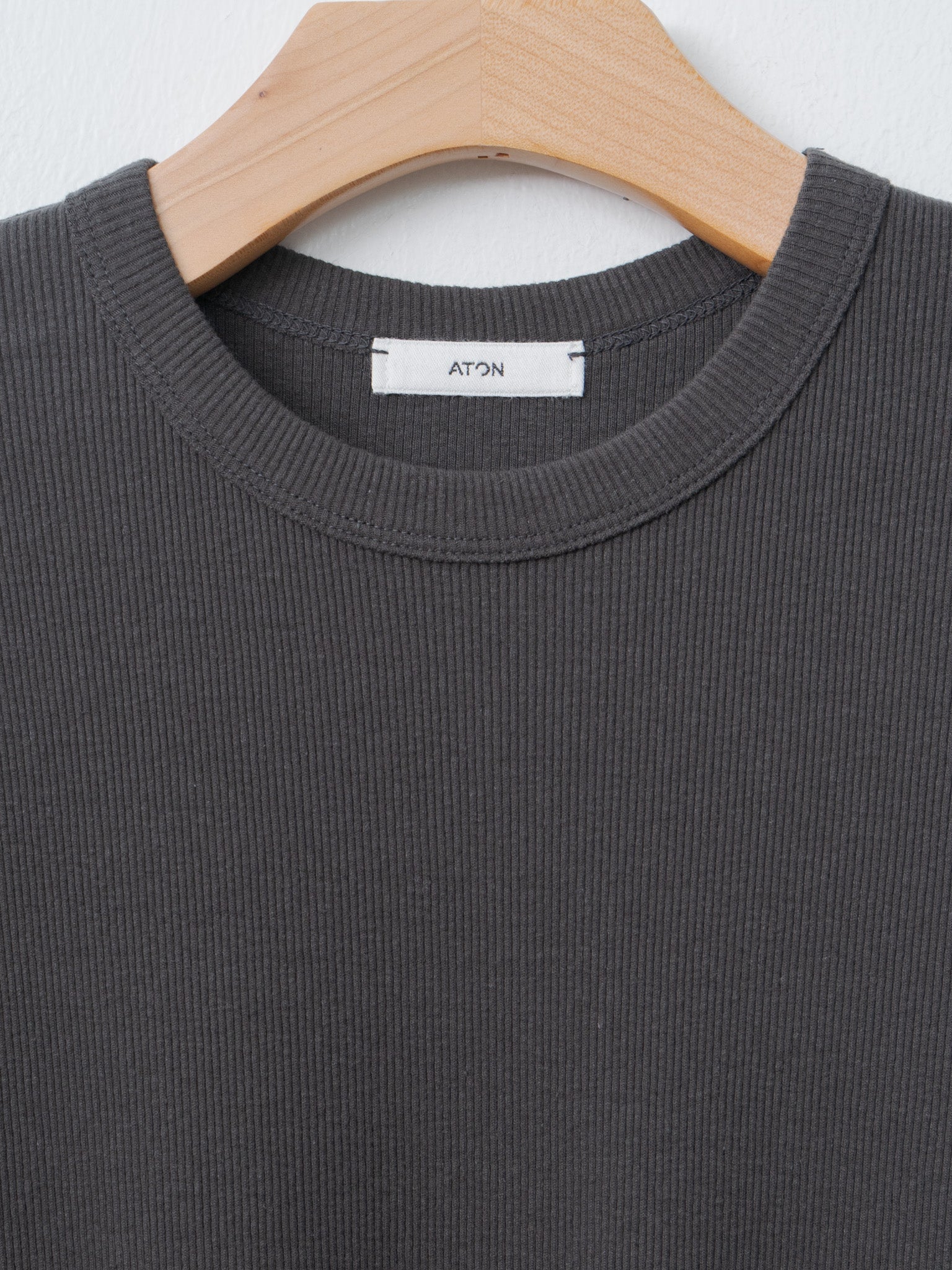 Namu Shop - Aton Recycle Suvin Rib Fit T-Shirt - Charcoal Gray