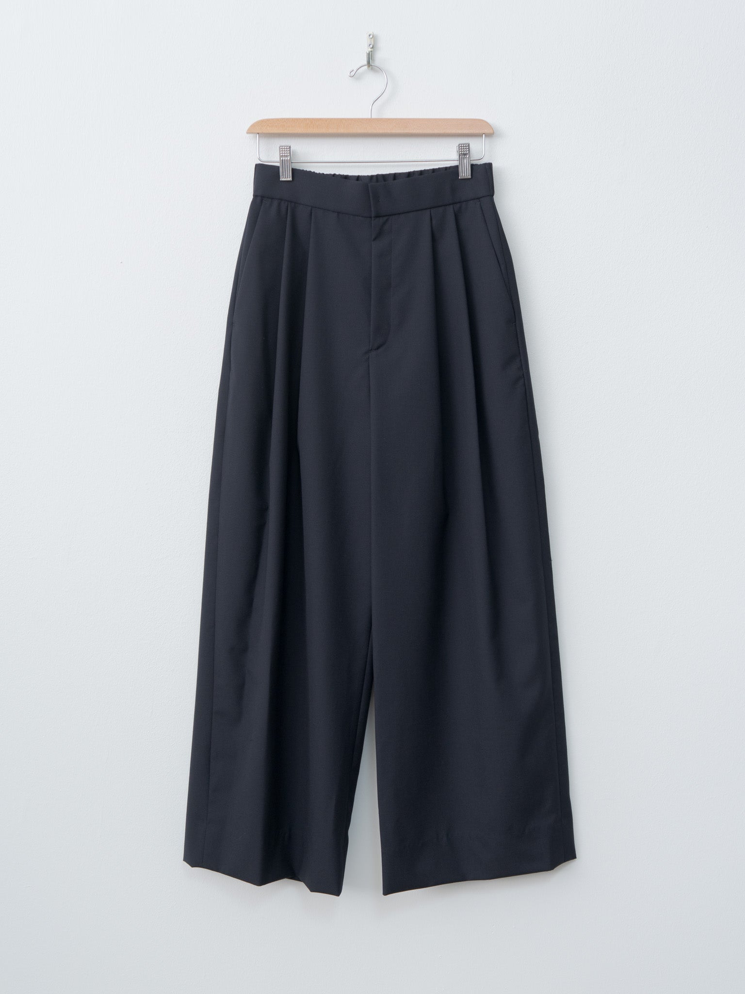 Namu Shop - Aton Wool Tropical Wide Easy Pants - Navy