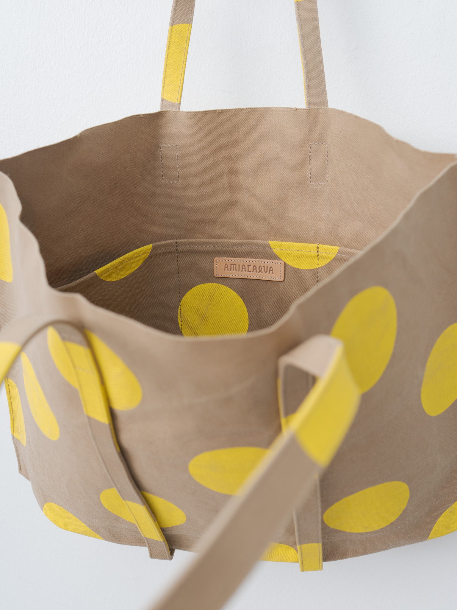 Namu Shop - Amiacalva Washed Canvas Medium Tote v2 - Yellow Dot
