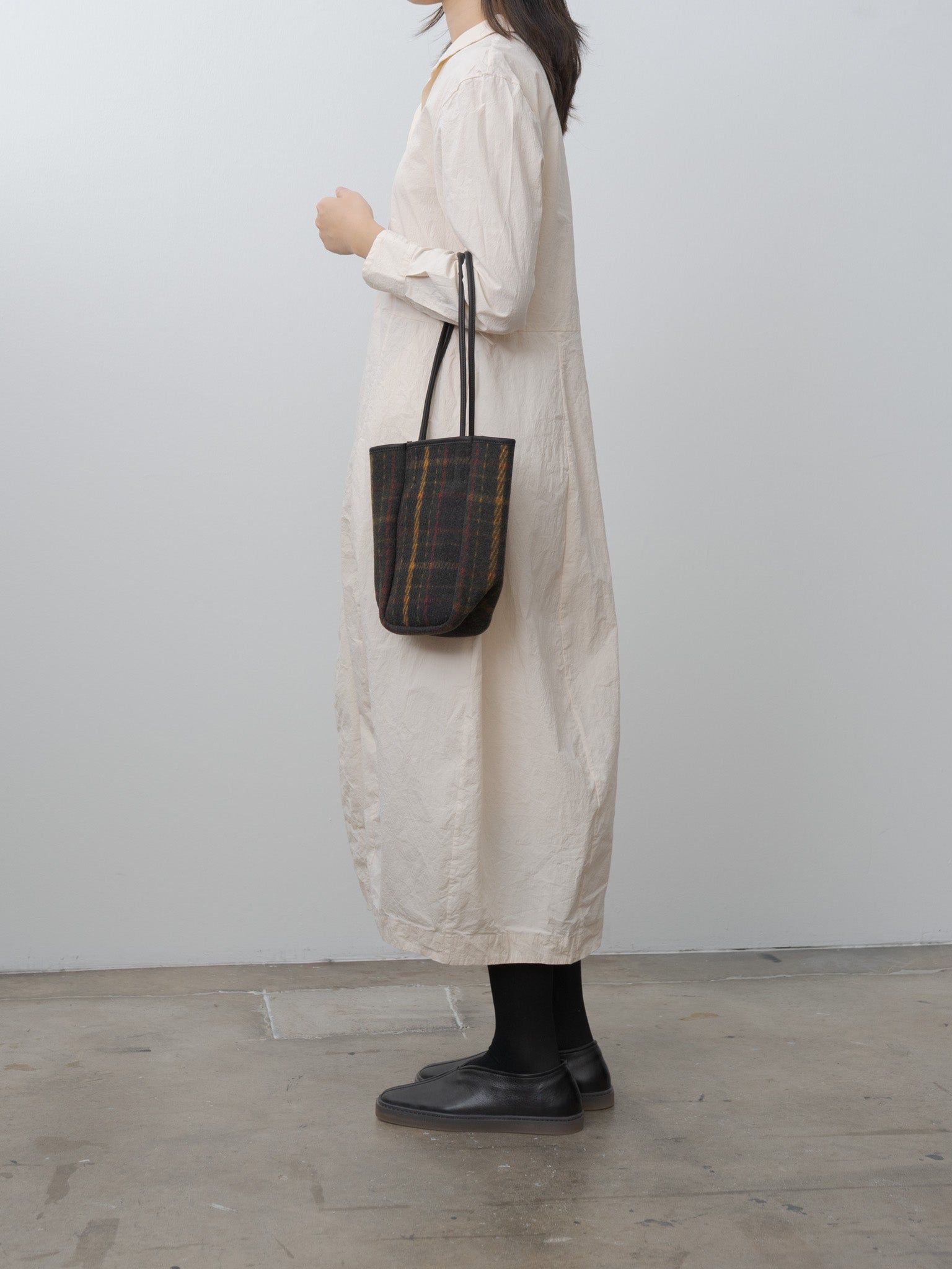 Namu Shop - Amiacalva Oiled Cotton Wool Tote Small - Plaid