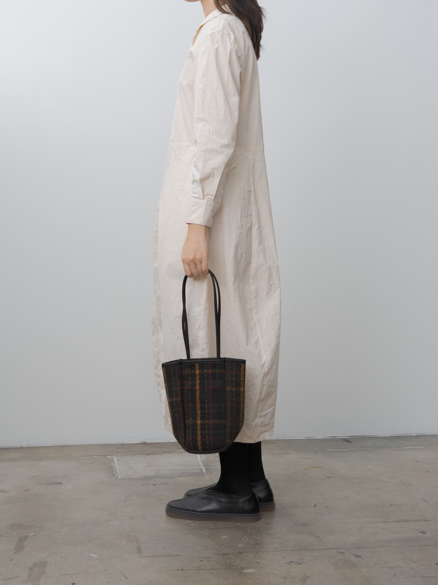 Namu Shop - Amiacalva Oiled Cotton Wool Tote Small - Plaid