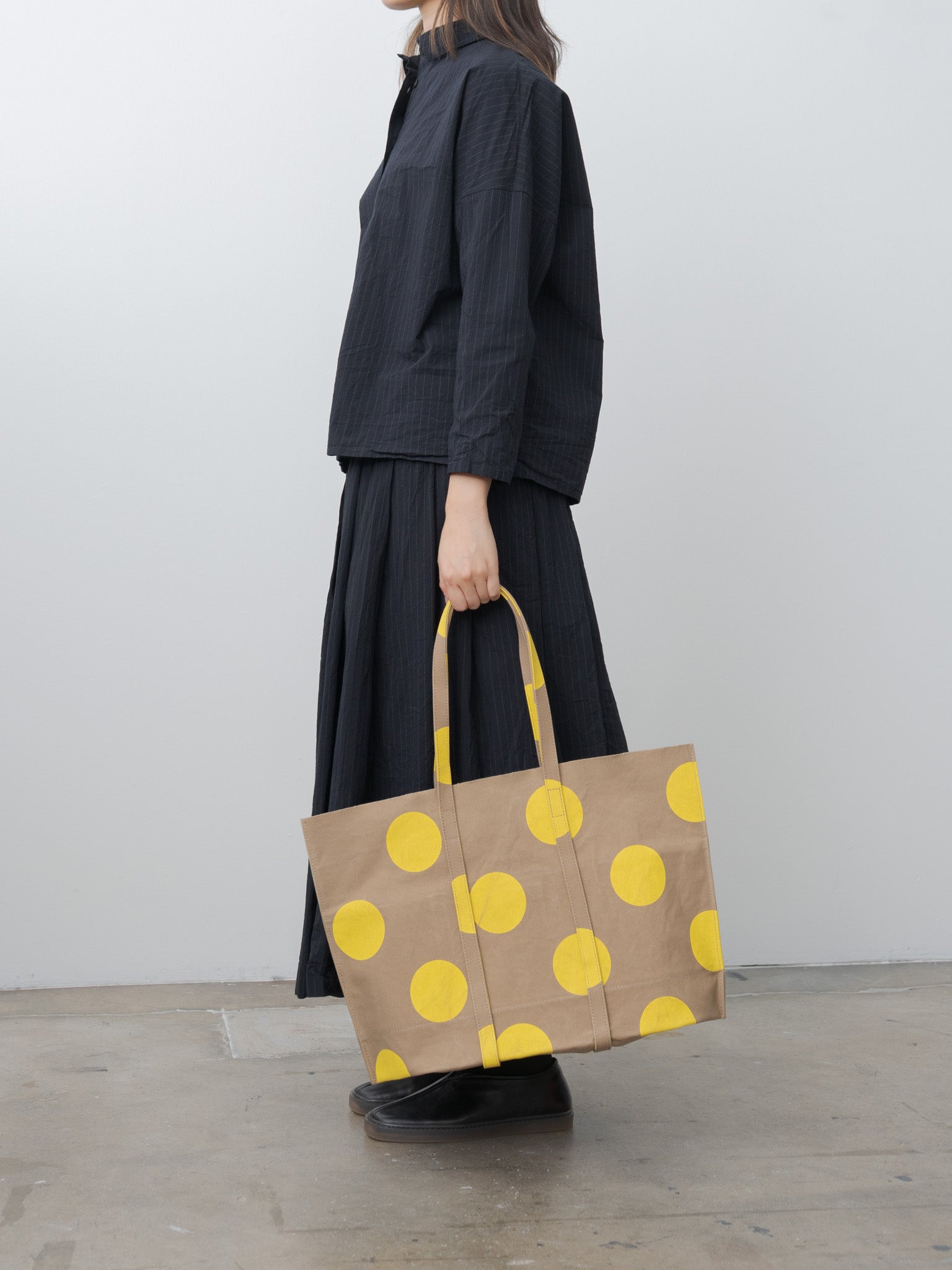 Namu Shop - Amiacalva Washed Canvas Medium Tote v2 - Yellow Dot