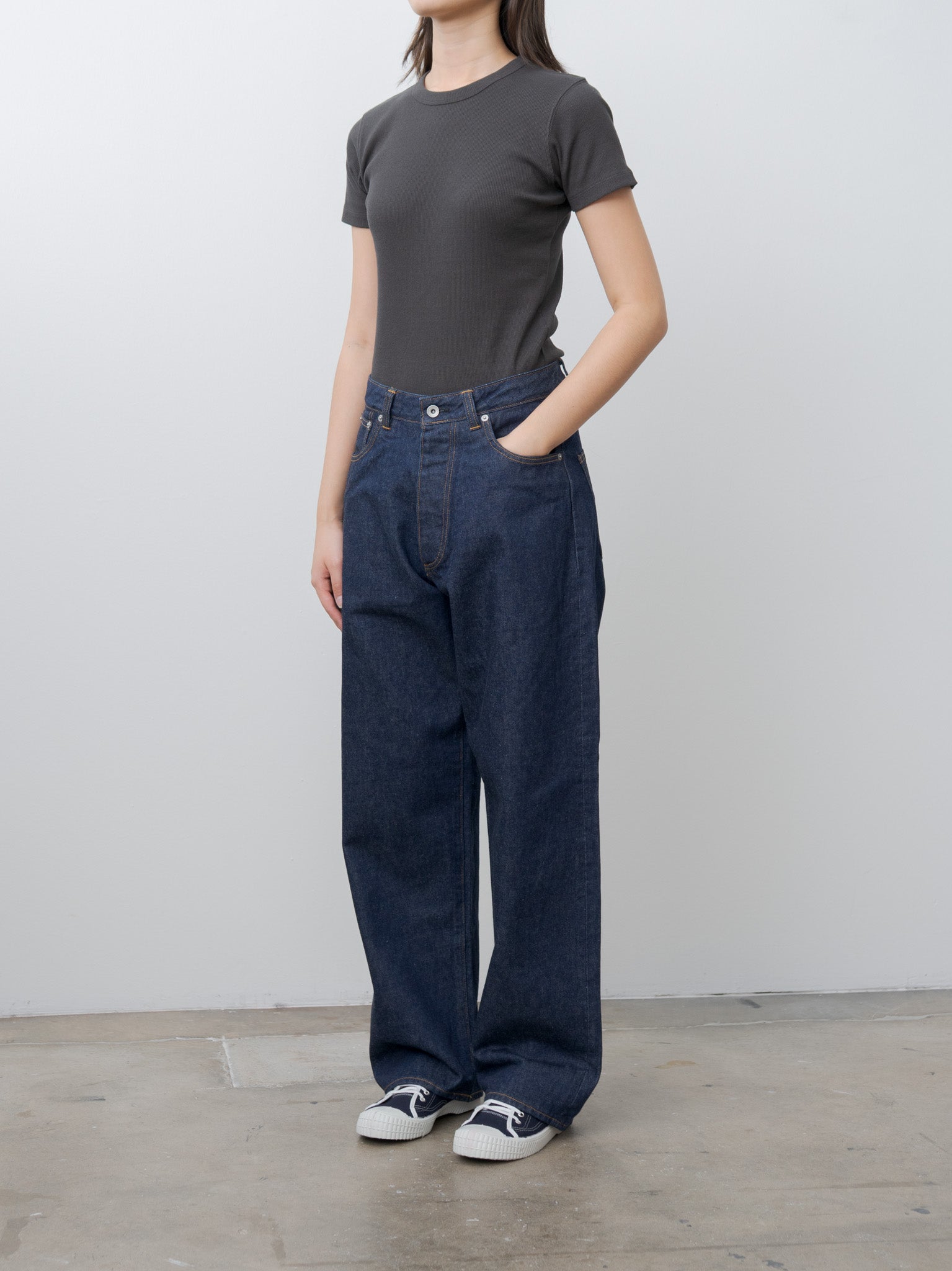 Namu Shop - Aton Recycle Suvin Rib Fit T-Shirt - Charcoal Gray