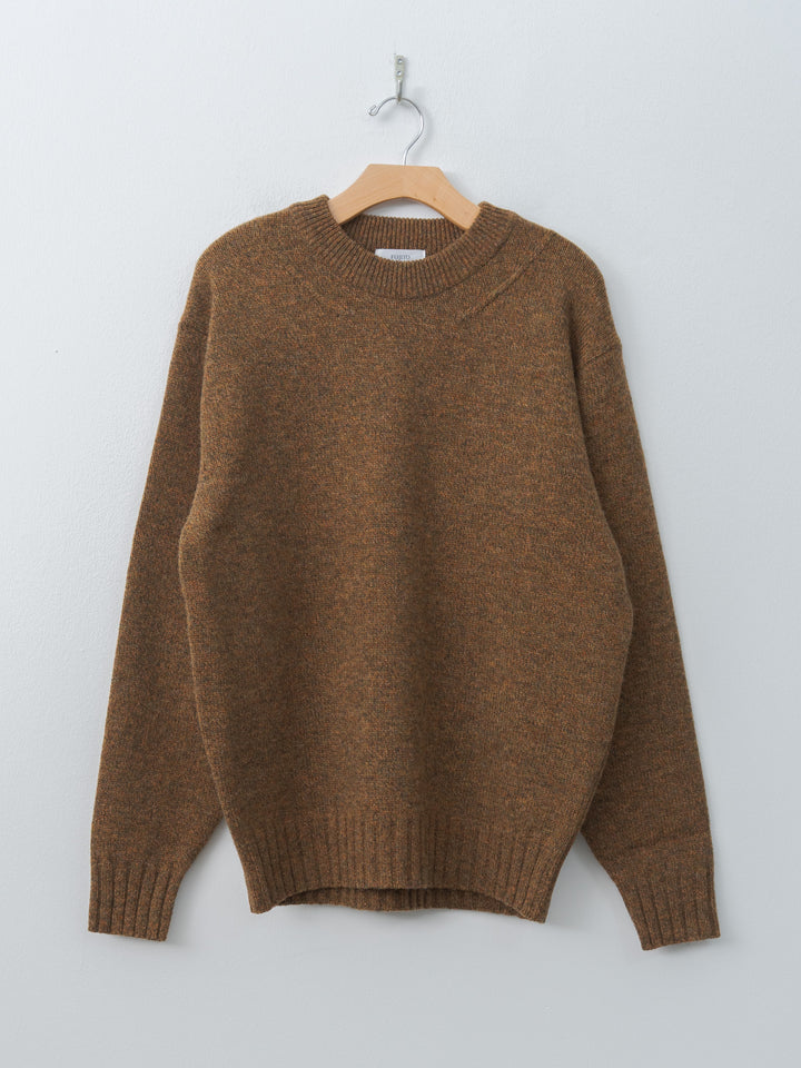 Crew Neck Sweater - Light Gray Mix, Brown Mix