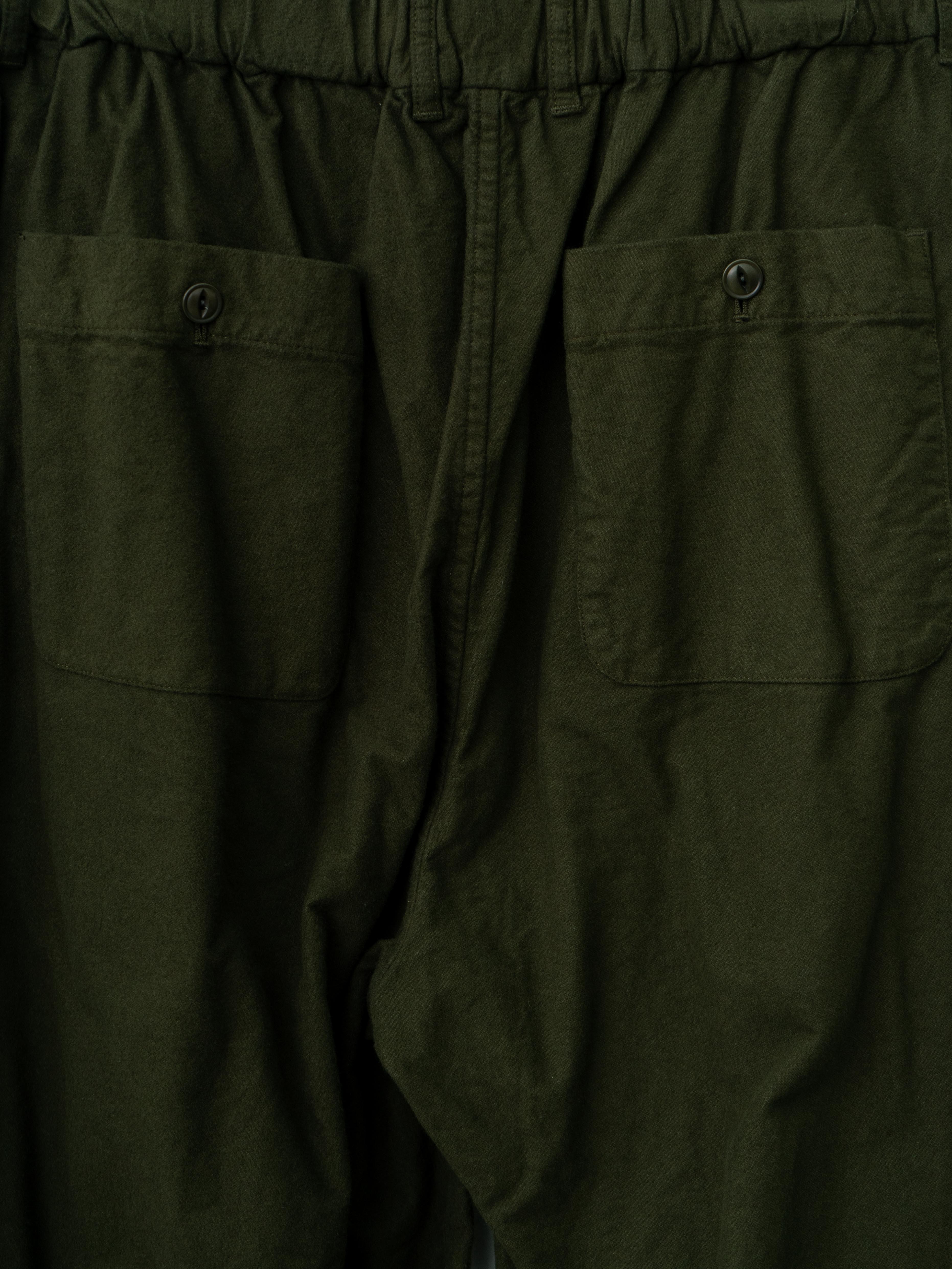 Namu Shop - Yoko Sakamoto Brushed Cotton Wide Pants - Olive
