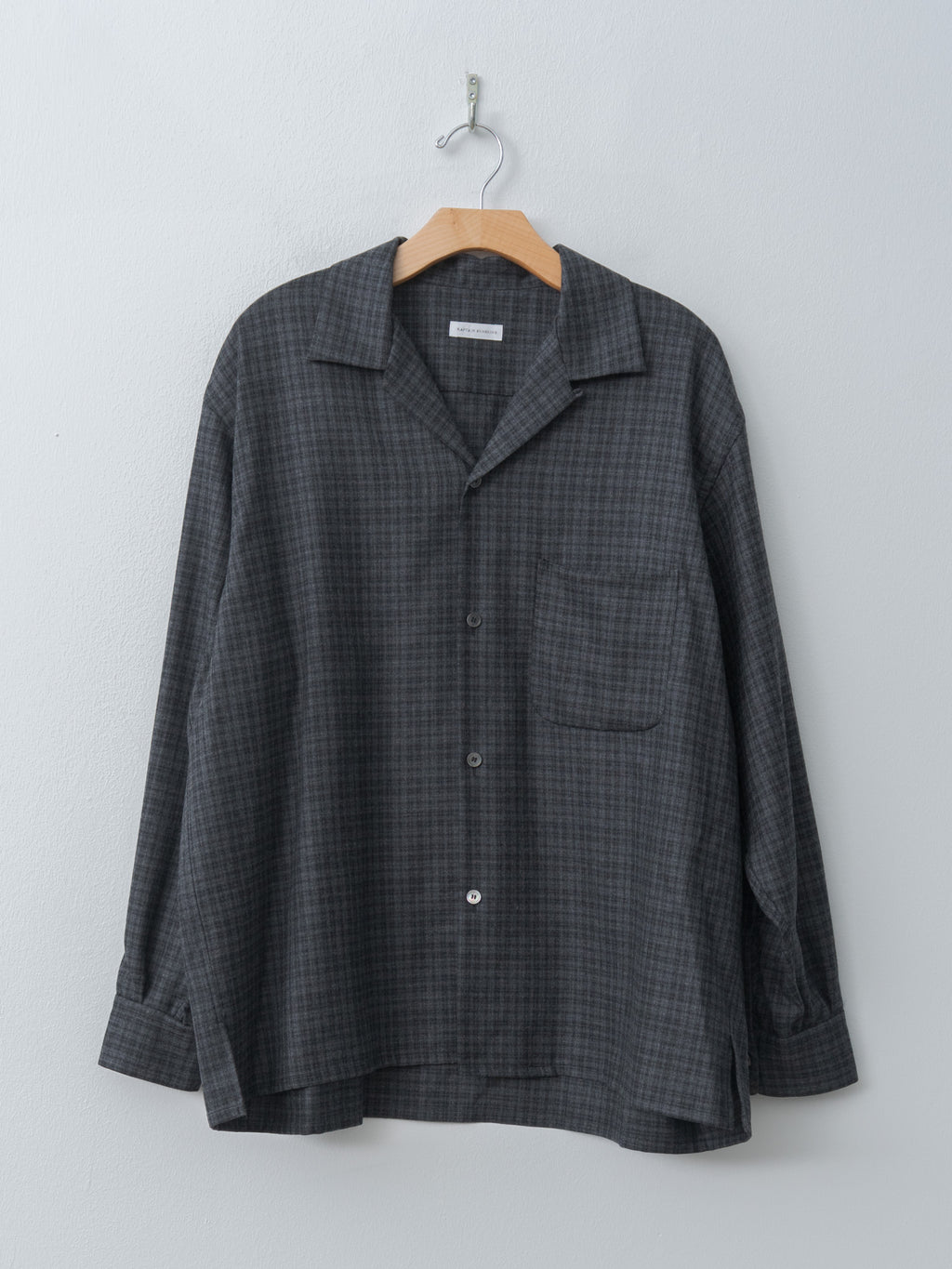 Namu Shop - Kaptain Sunshine Wool Plaid Open Collar Shirt