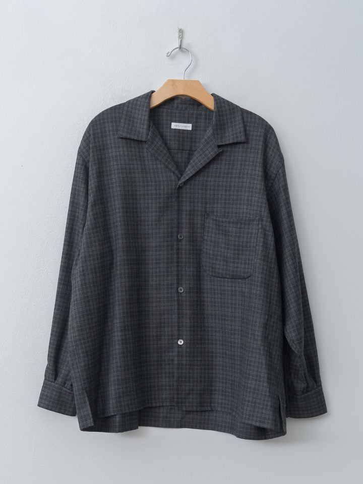 Namu Shop - Kaptain Sunshine Wool Plaid Open Collar Shirt