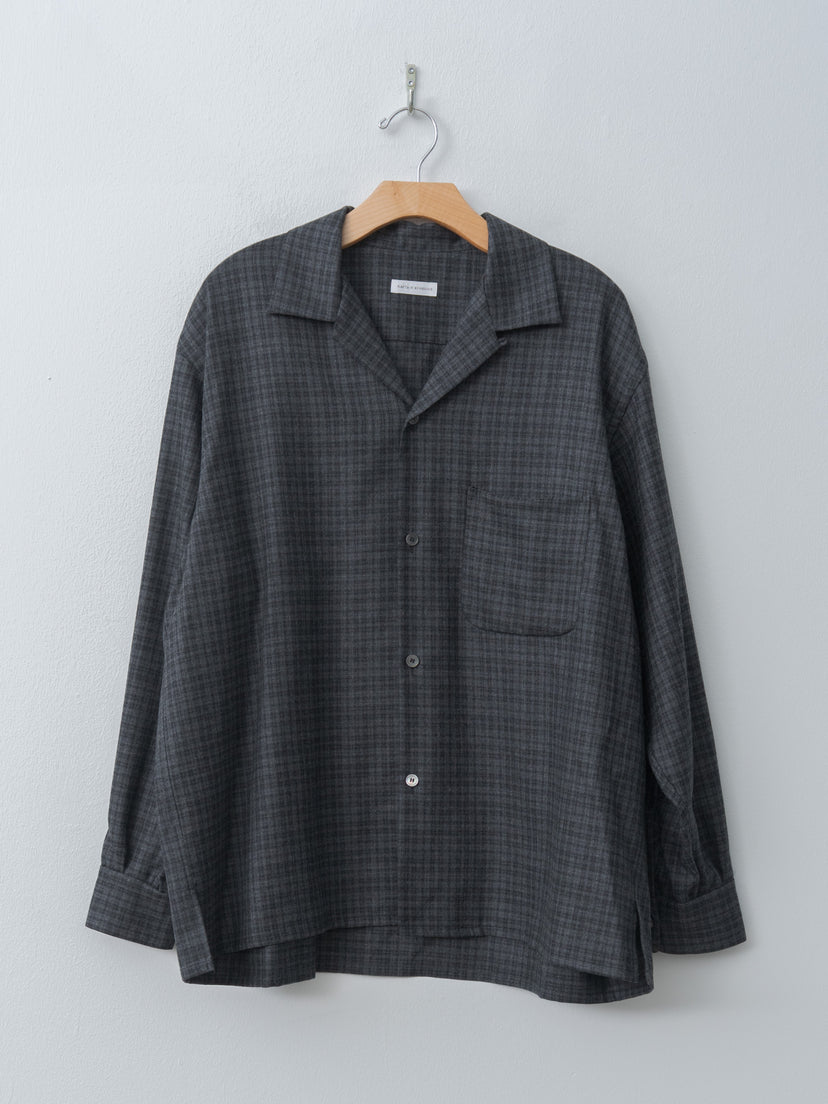 Namu Shop - Kaptain Sunshine Wool Plaid Open Collar Shirt