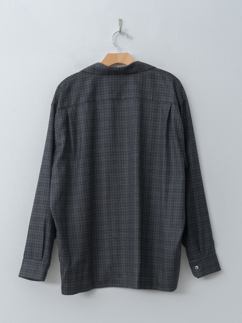 Namu Shop - Kaptain Sunshine Wool Plaid Open Collar Shirt