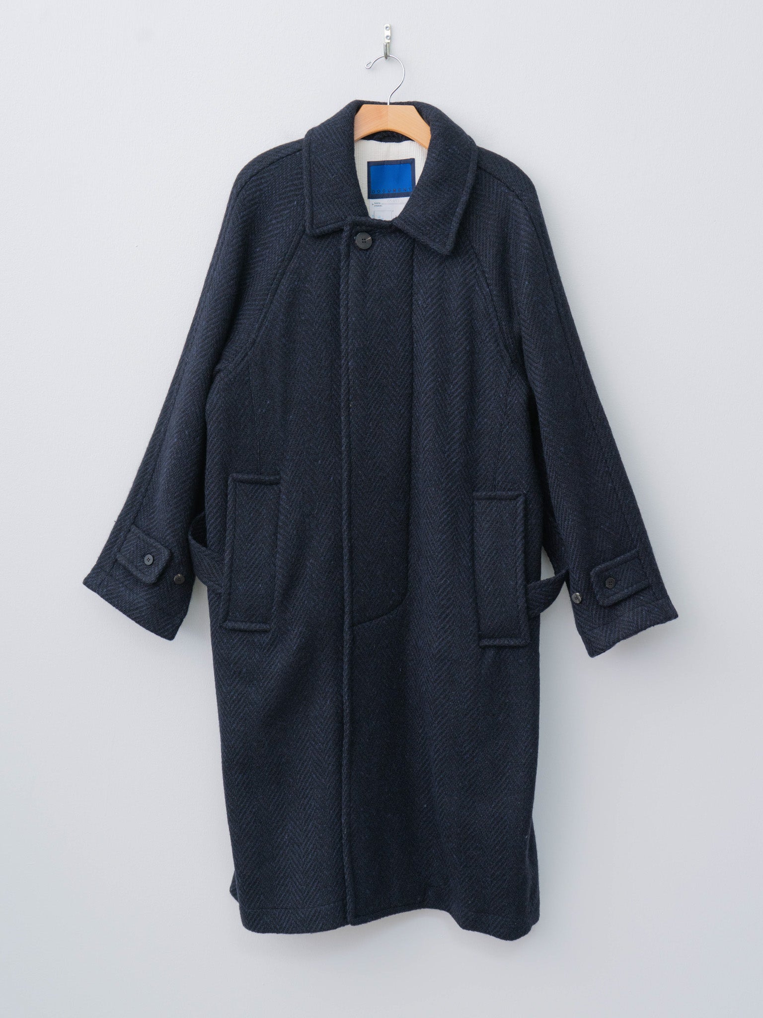 Namu Shop - Document Donegal Tweed Oversized Balmacaan Coat - Navy (restocked)