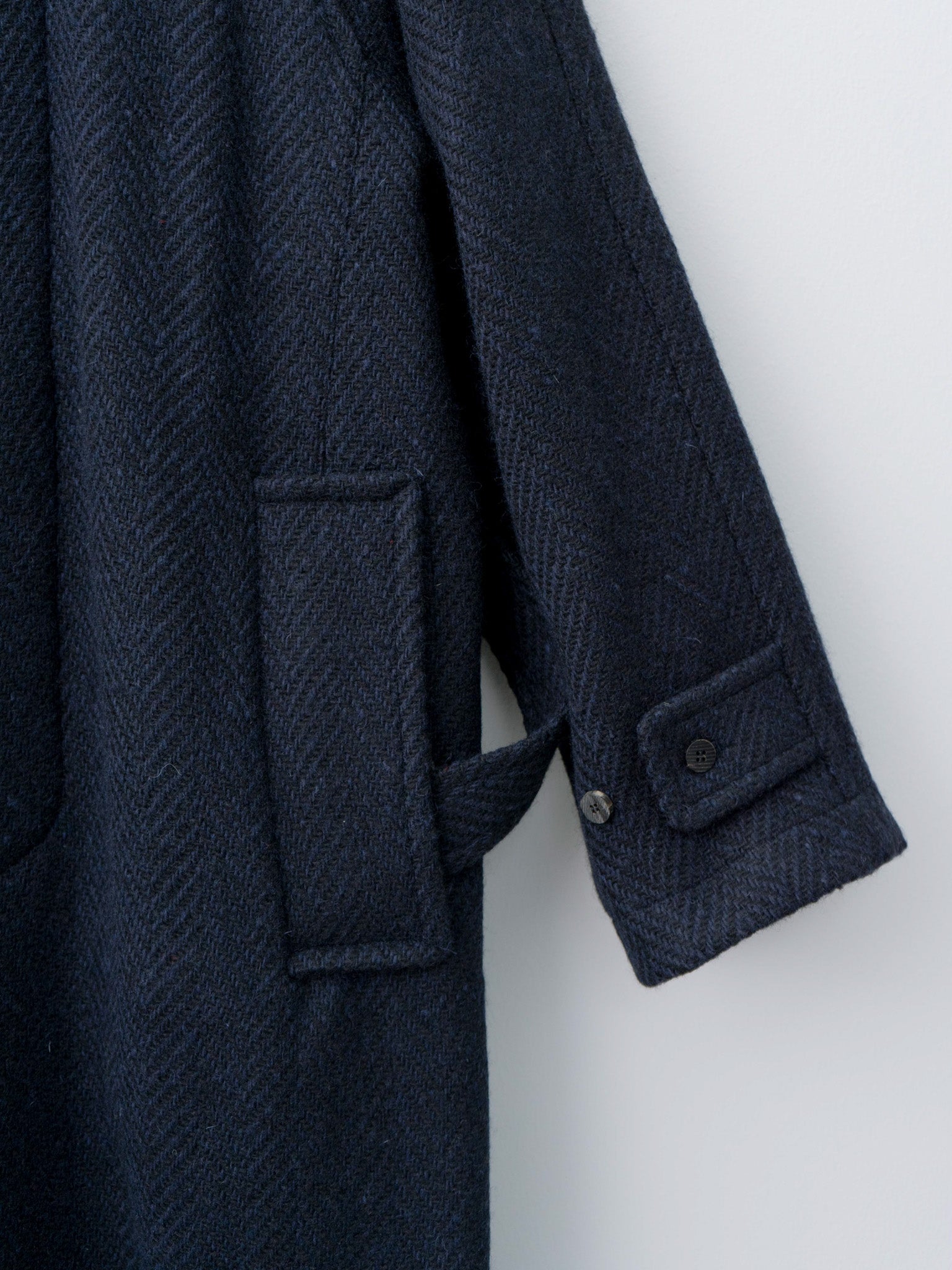 Namu Shop - Document Donegal Tweed Oversized Balmacaan Coat - Navy (restocked)