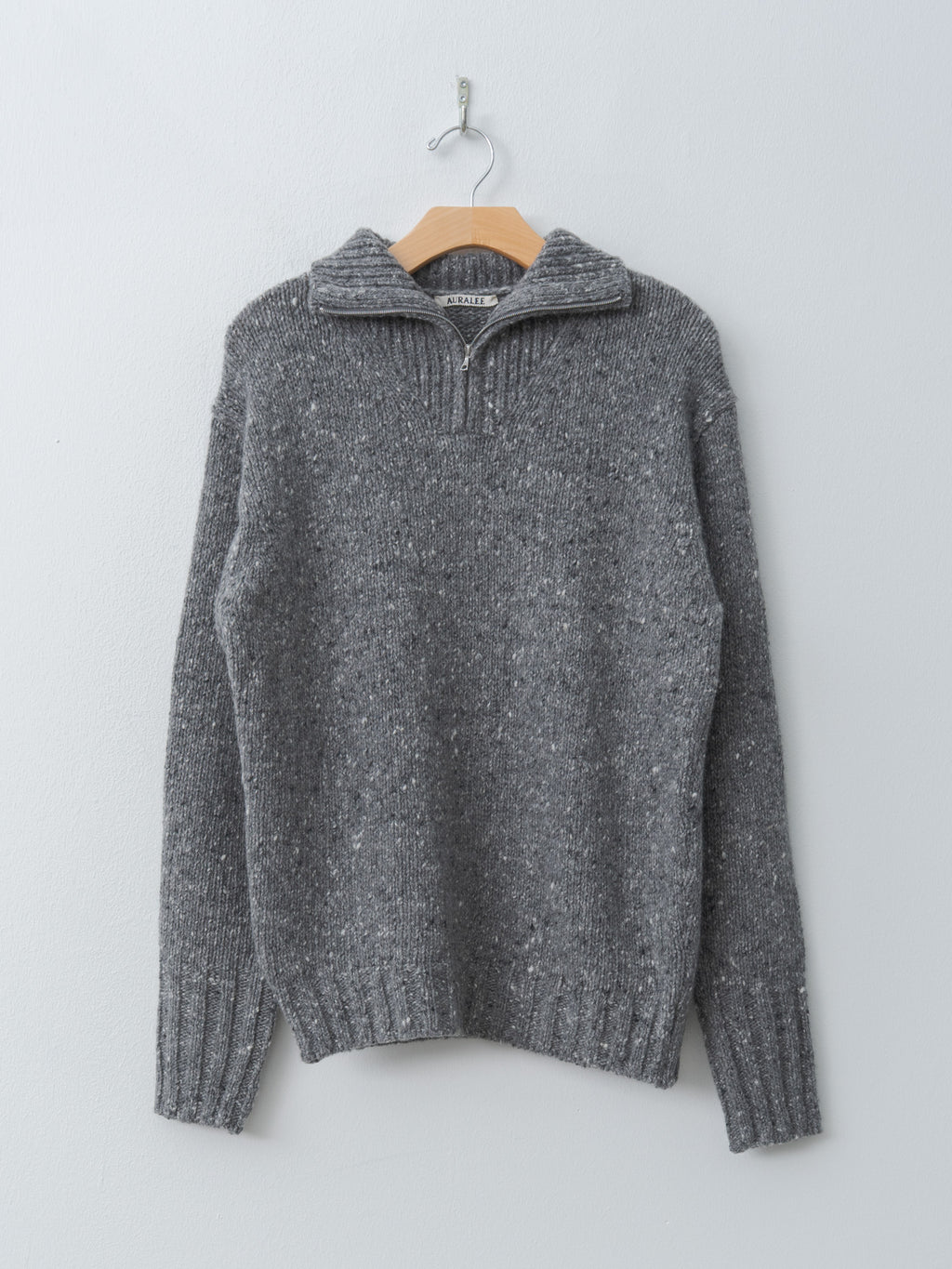 Namu Shop - Auralee Low-Gauge Homespun Tweed Knit Zip Turtle