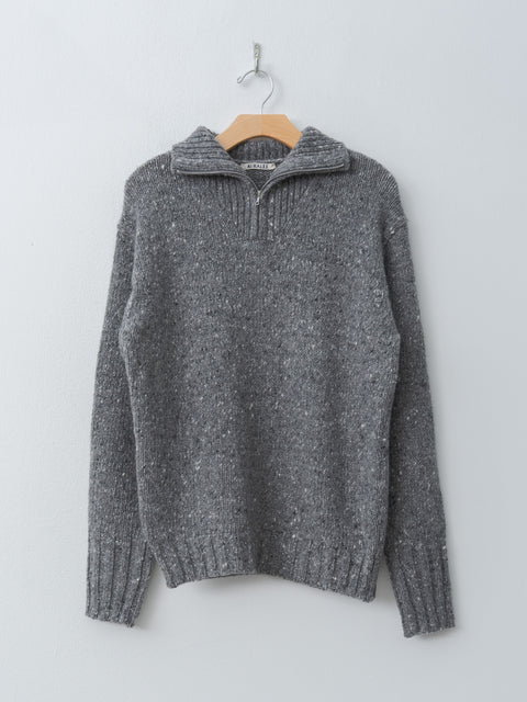 Namu Shop - Auralee Low-Gauge Homespun Tweed Knit Zip Turtle