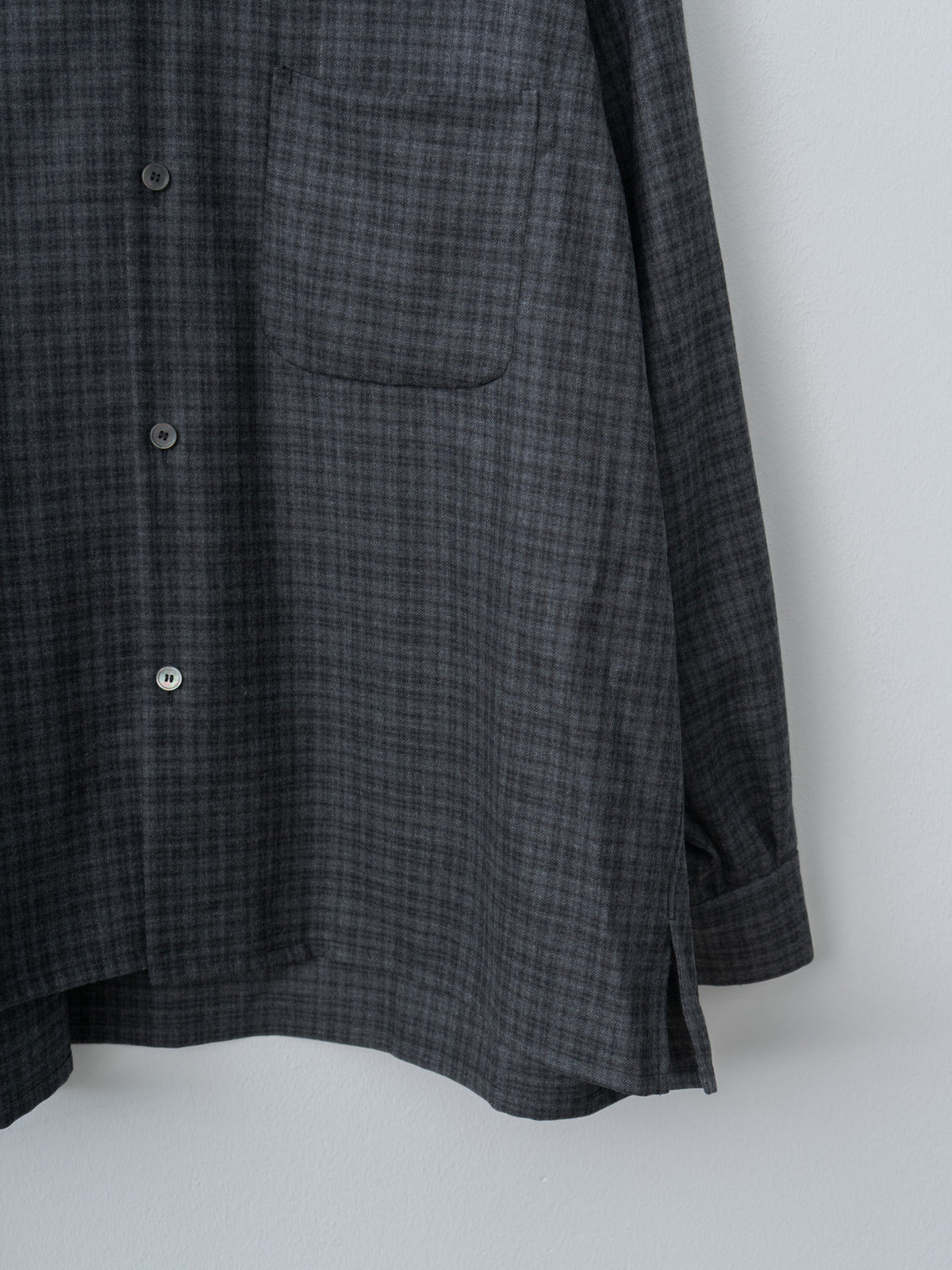 Namu Shop - Kaptain Sunshine Wool Plaid Open Collar Shirt